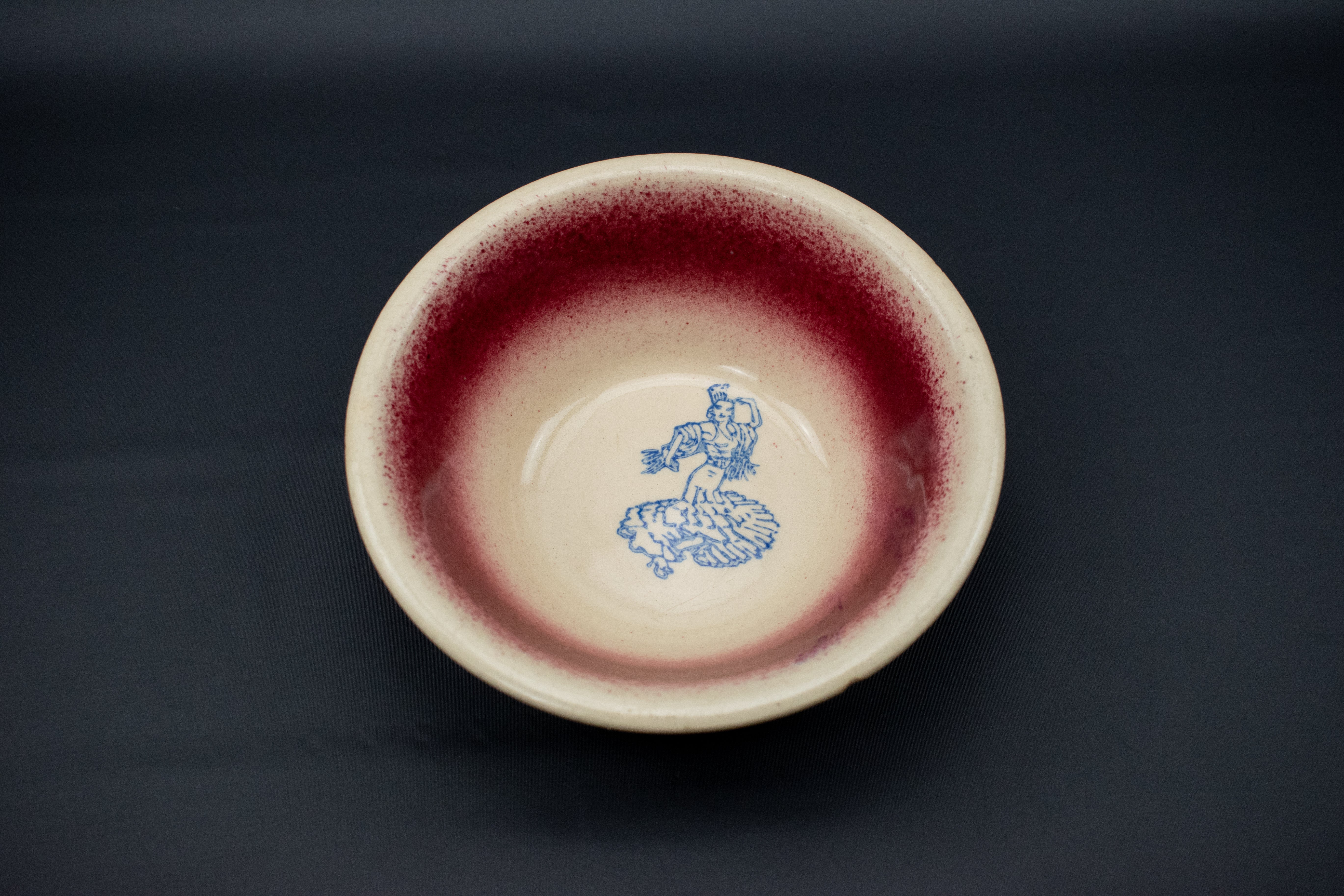 Ashtray Bowl Dancing Gypsy Ceramic Ash Bowl Used Vintage