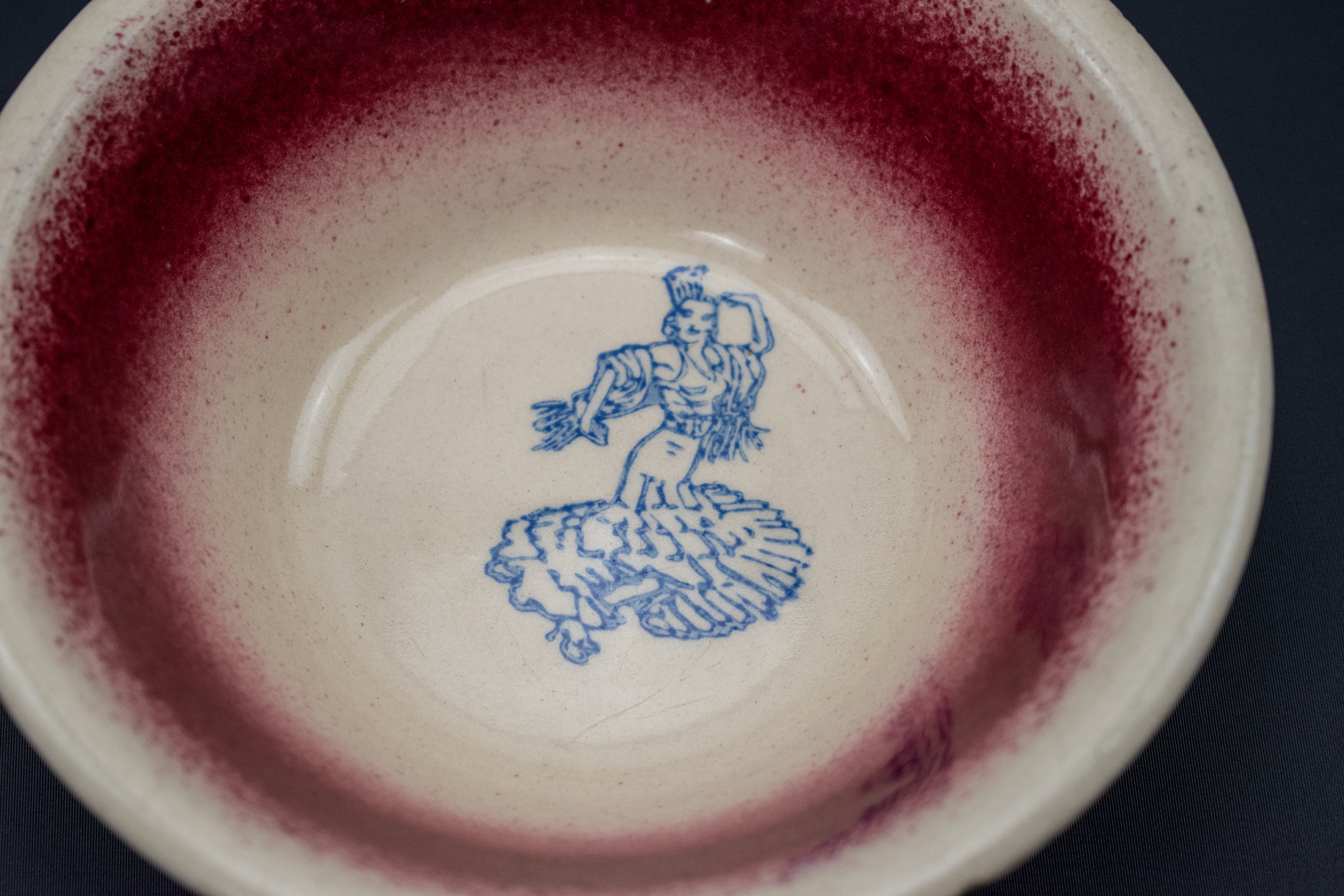 Ashtray Bowl Dancing Gypsy Ceramic Ash Bowl Used Vintage