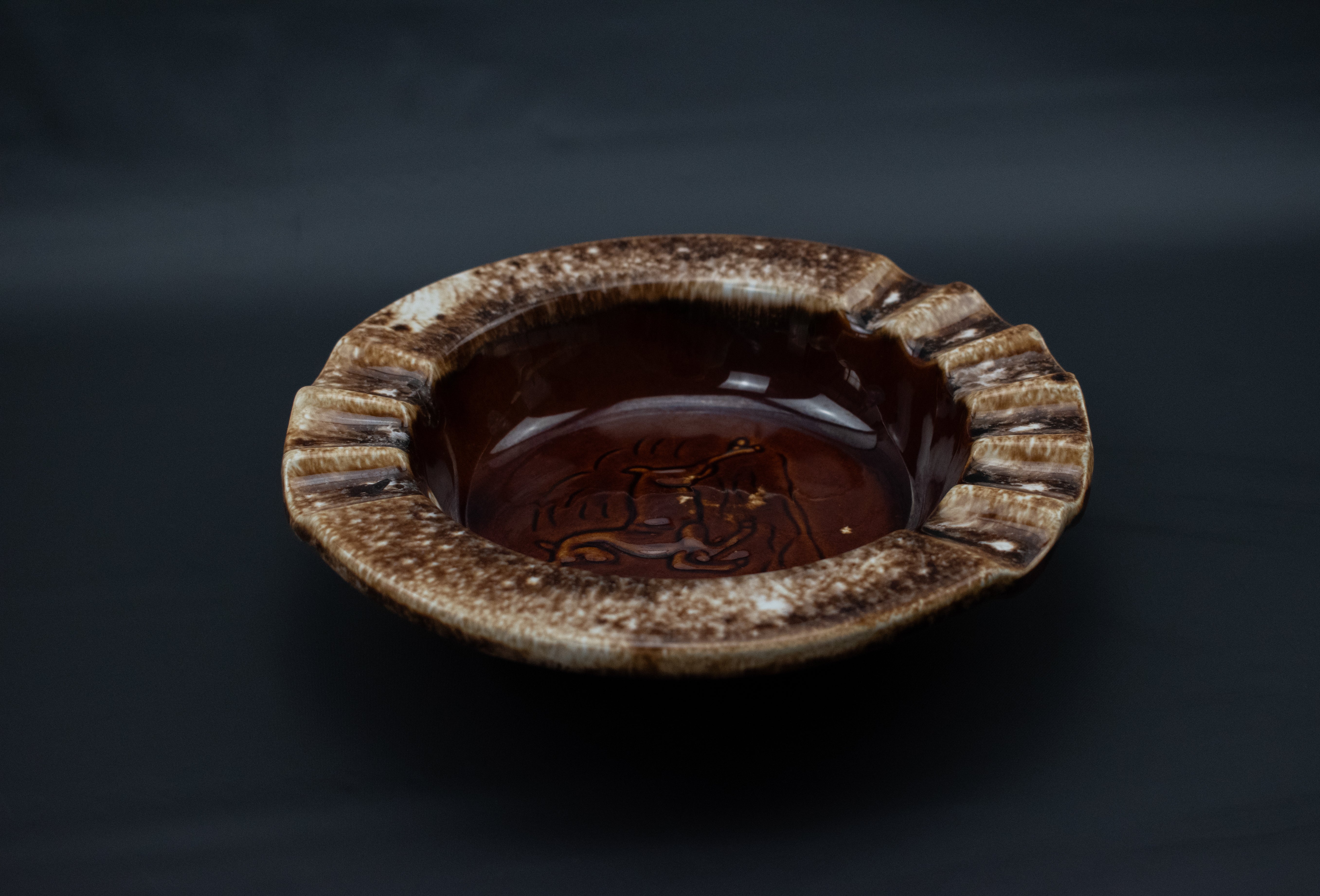 Ashtray Brown Horse Western Artsy Decorative Used Ashtray Bowl 7inch