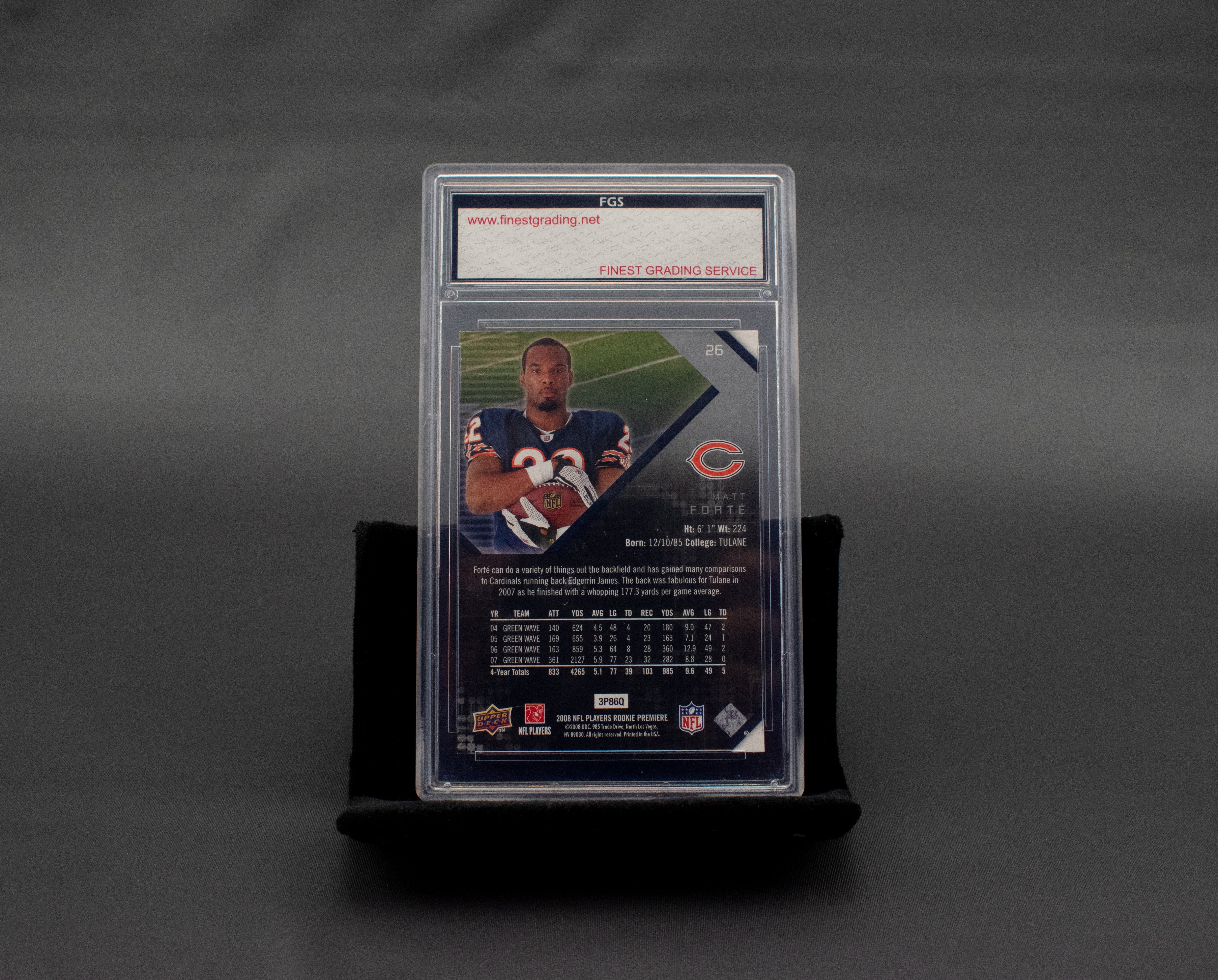 Matt Forte Upper Deck 26 Rookie Football Card 10 MINT Graded 2008