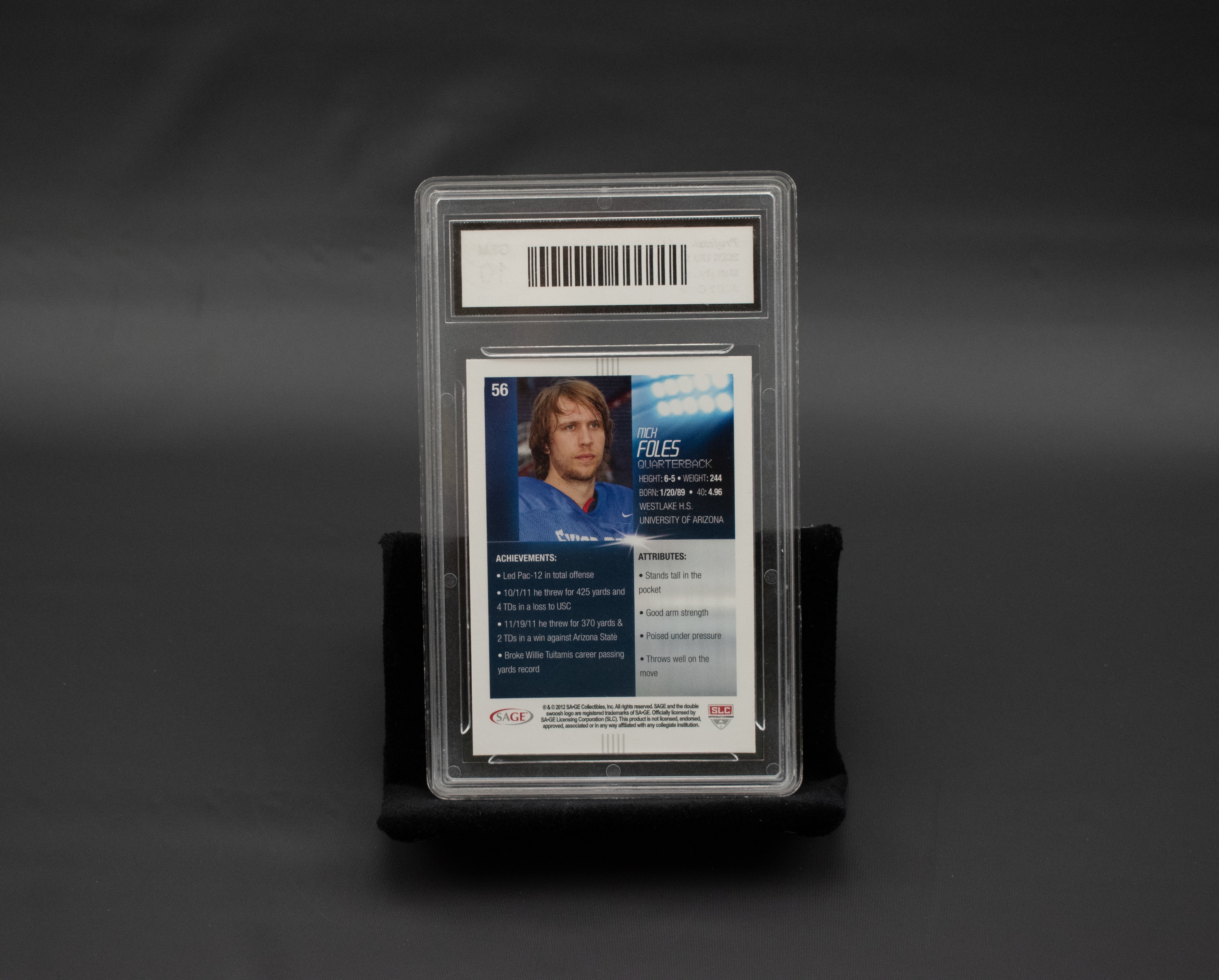 Nick Foles 56 Rookie GEM 10 Graded 2012 SAGE Hit