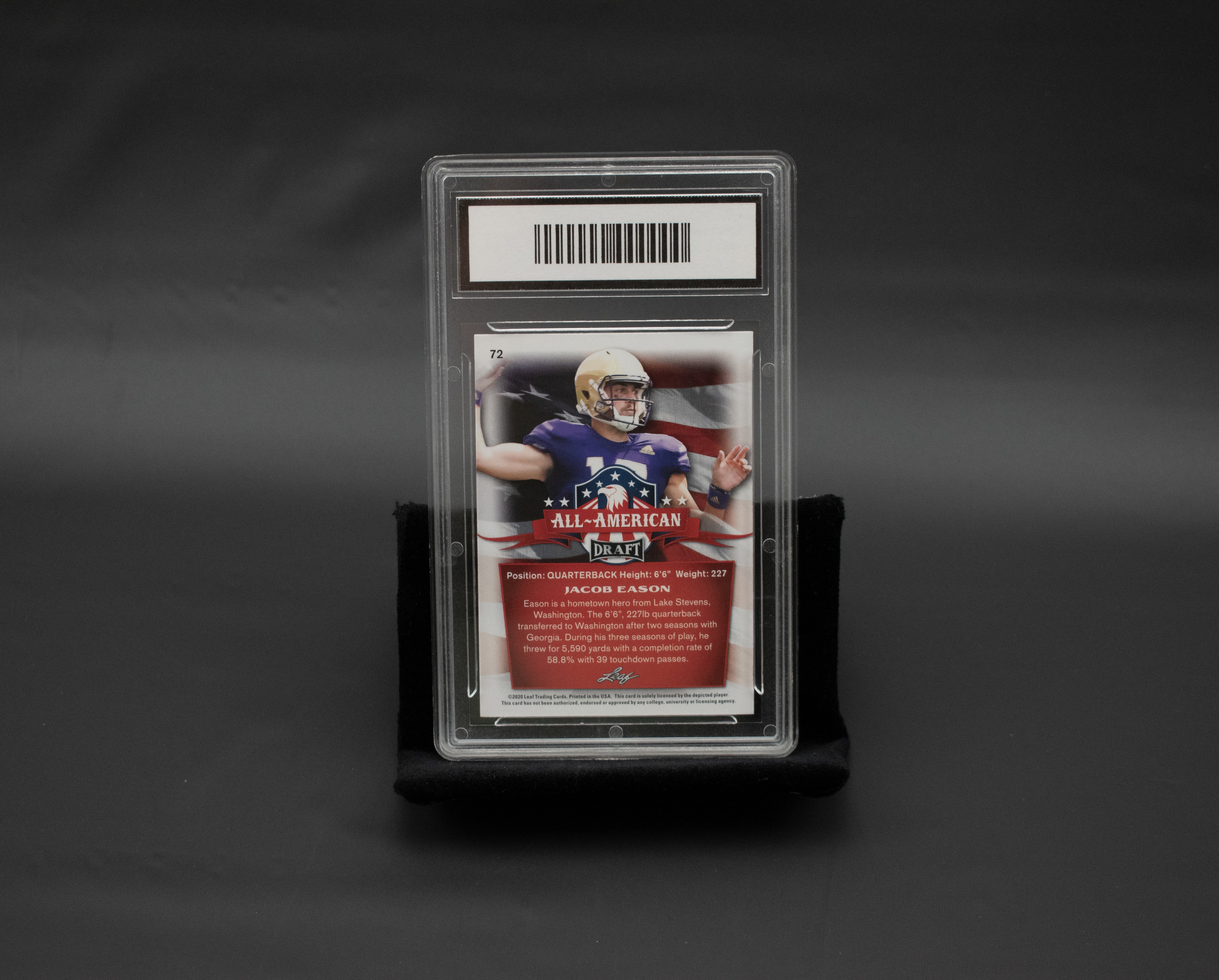 Jacob Eason 2020 Leaf Draft #72 All-American Rookie Gem 10 Graded