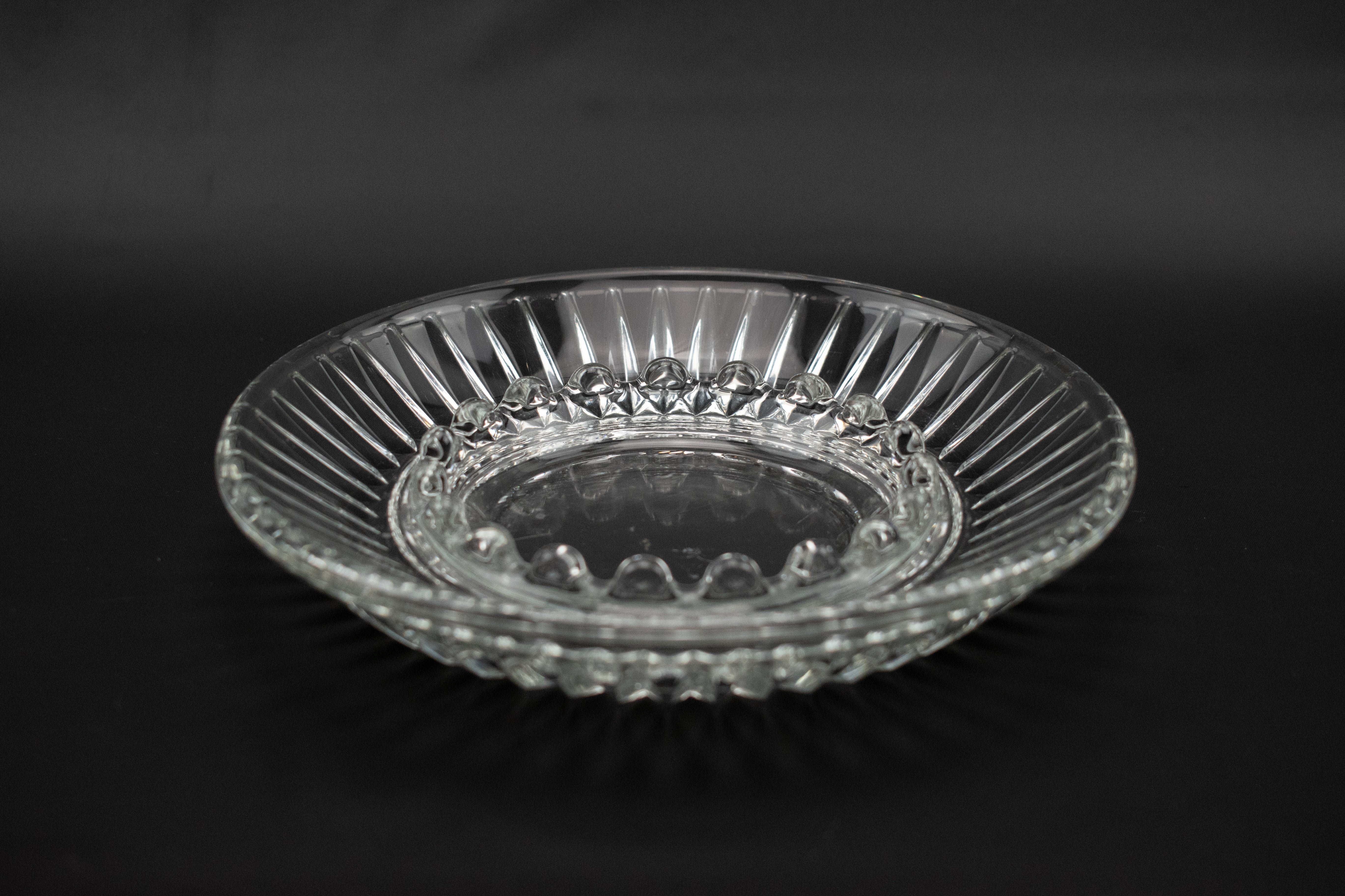 Vintage Ashtray Clear Glass Used Ashtray Basic Glass 6 inch Circle