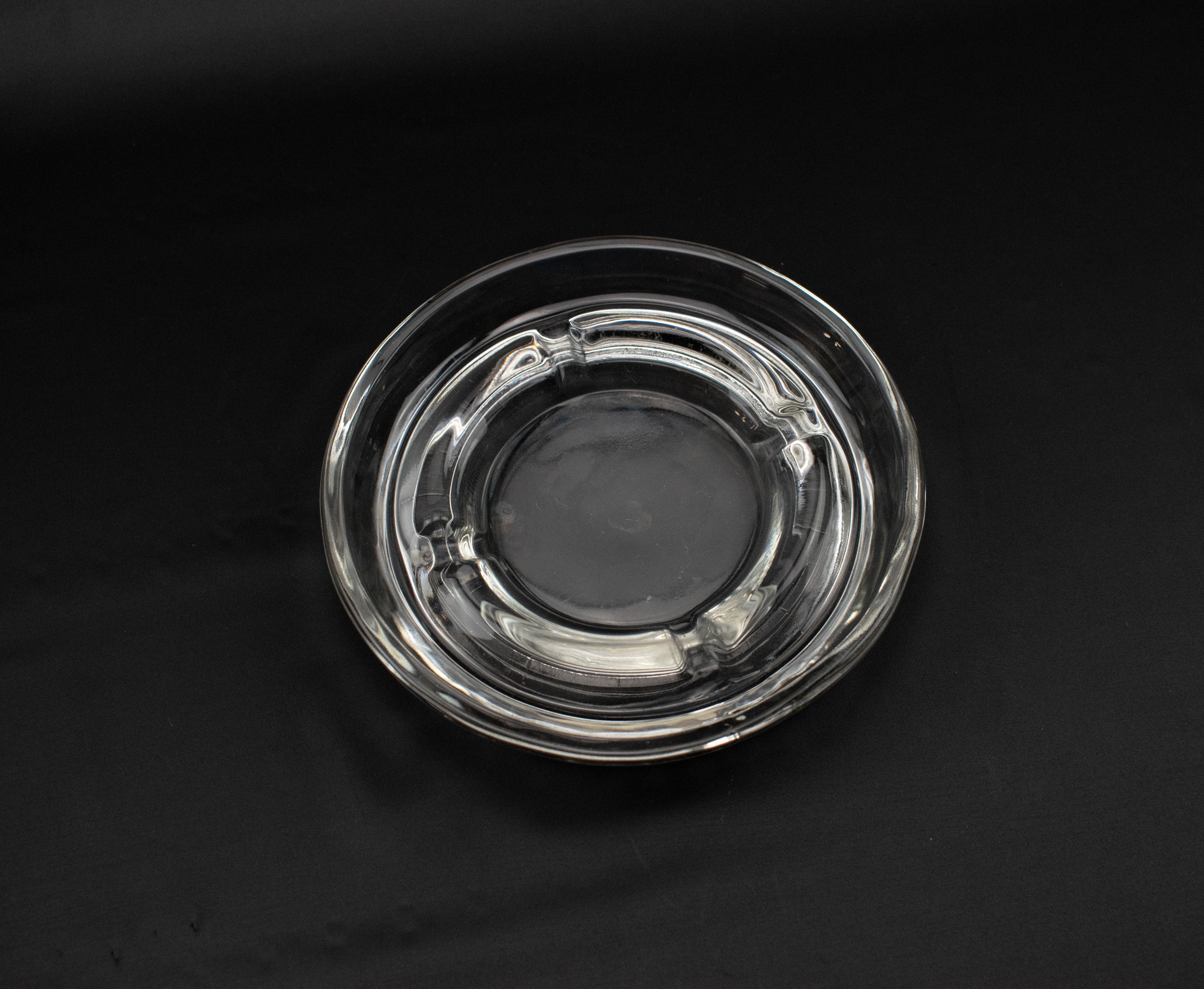 Ashtray Basic Clear Vintage 5 inch Wide Used Clear Glass Small