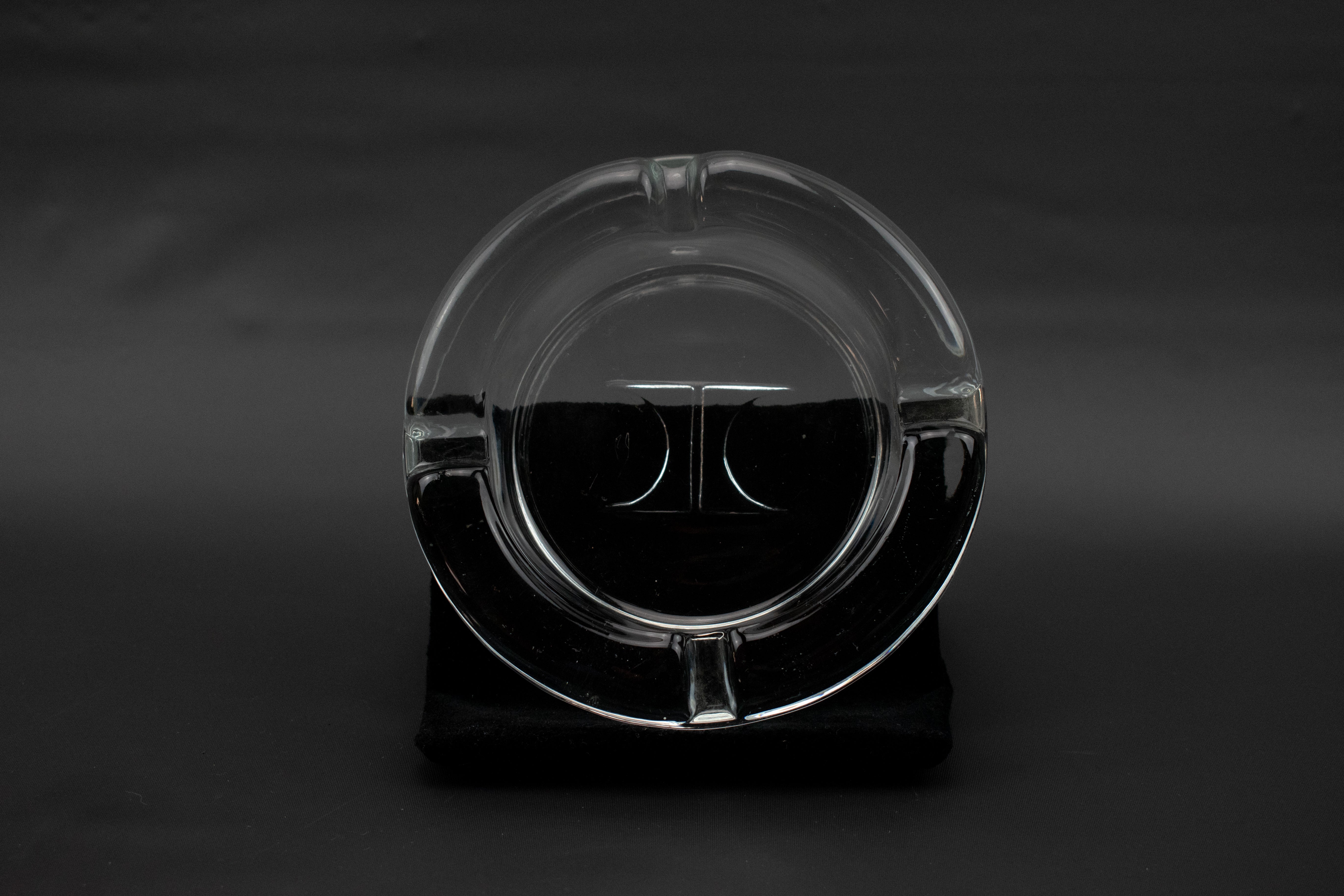 Vintage Ashtray Clear Glass Used Ashtray 4 inch circle