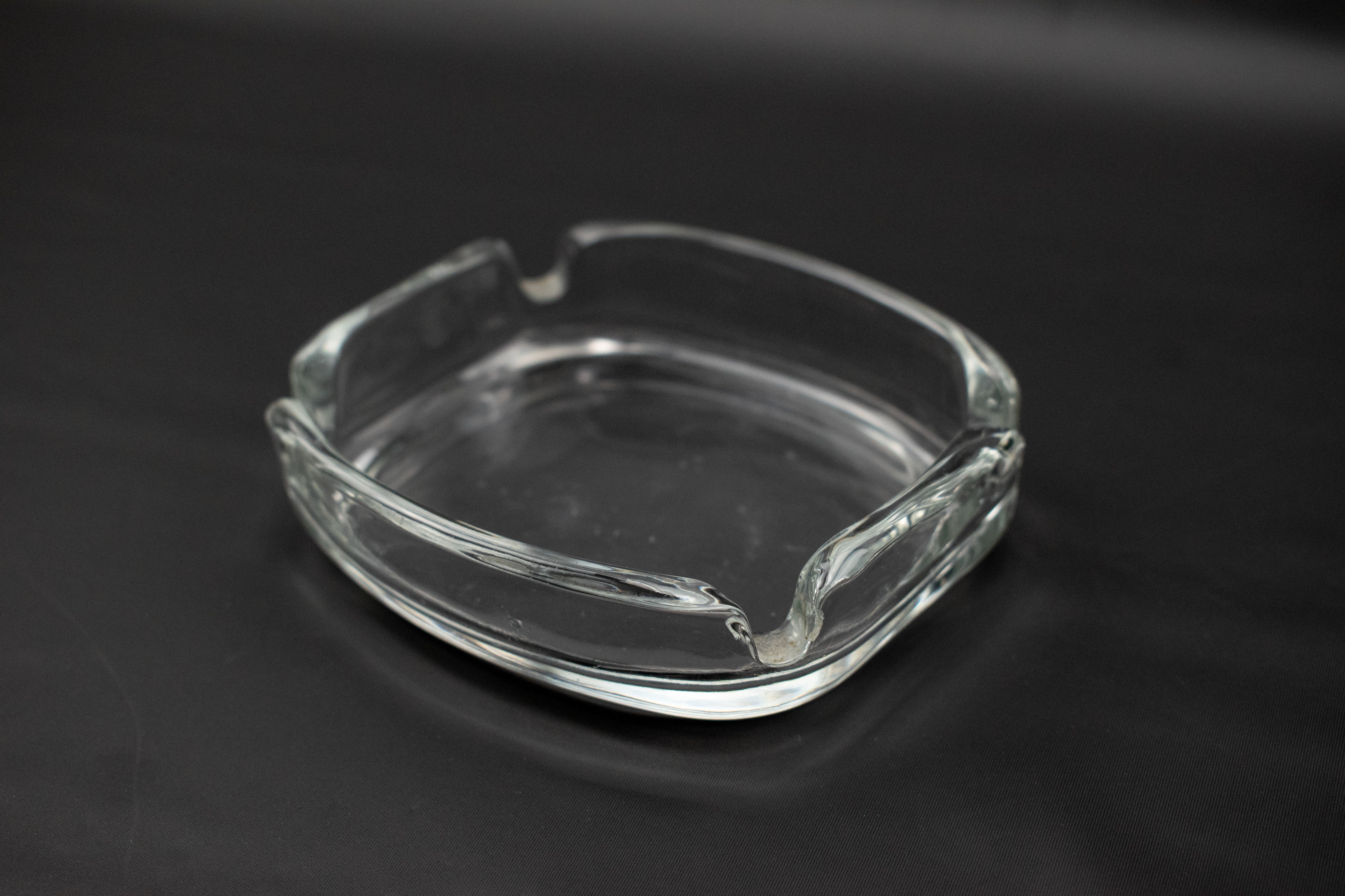 Ashtray Small Clear Glass 4 Holder Used 4 inch