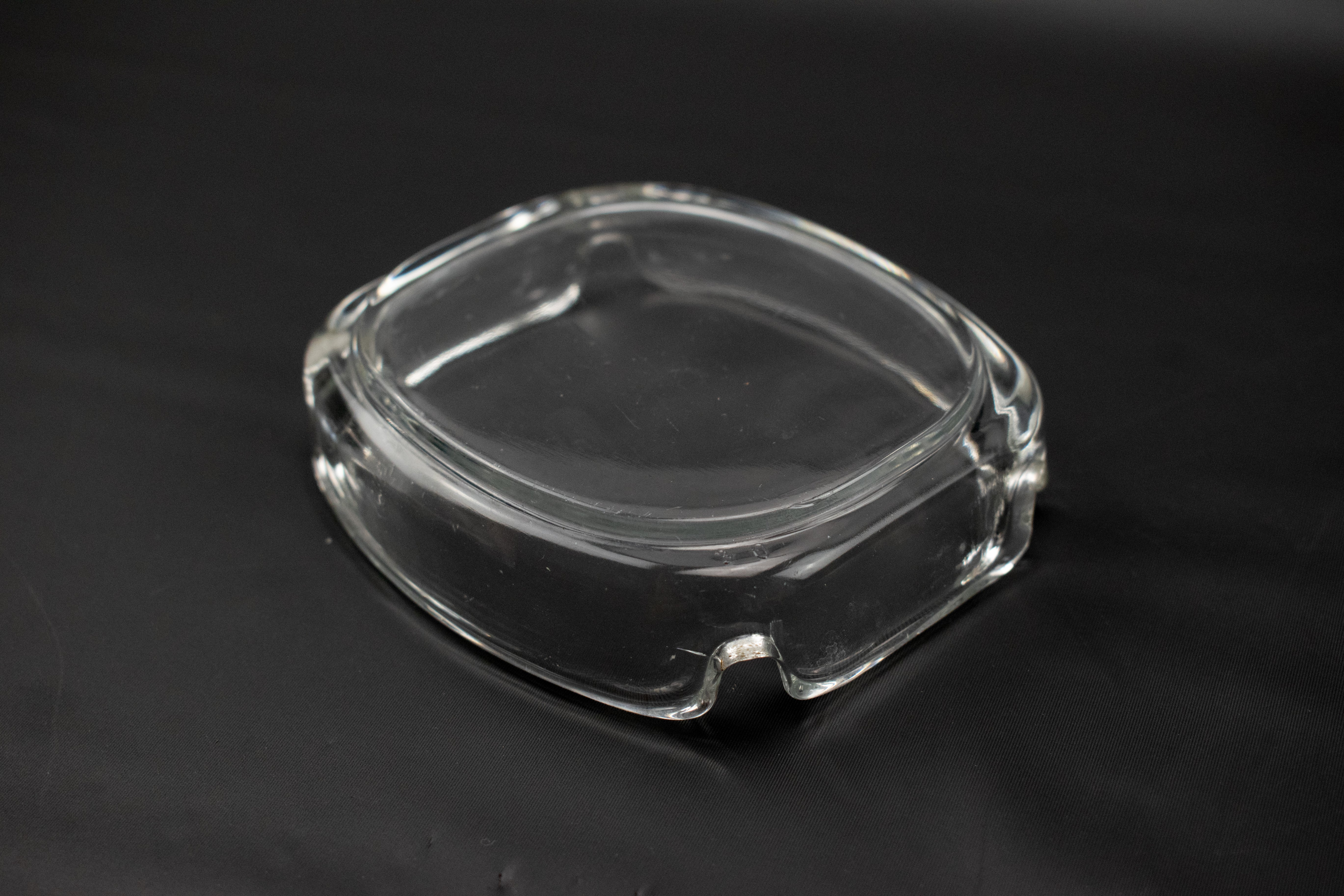 Ashtray Small Clear Glass 4 Holder Used 4 inch