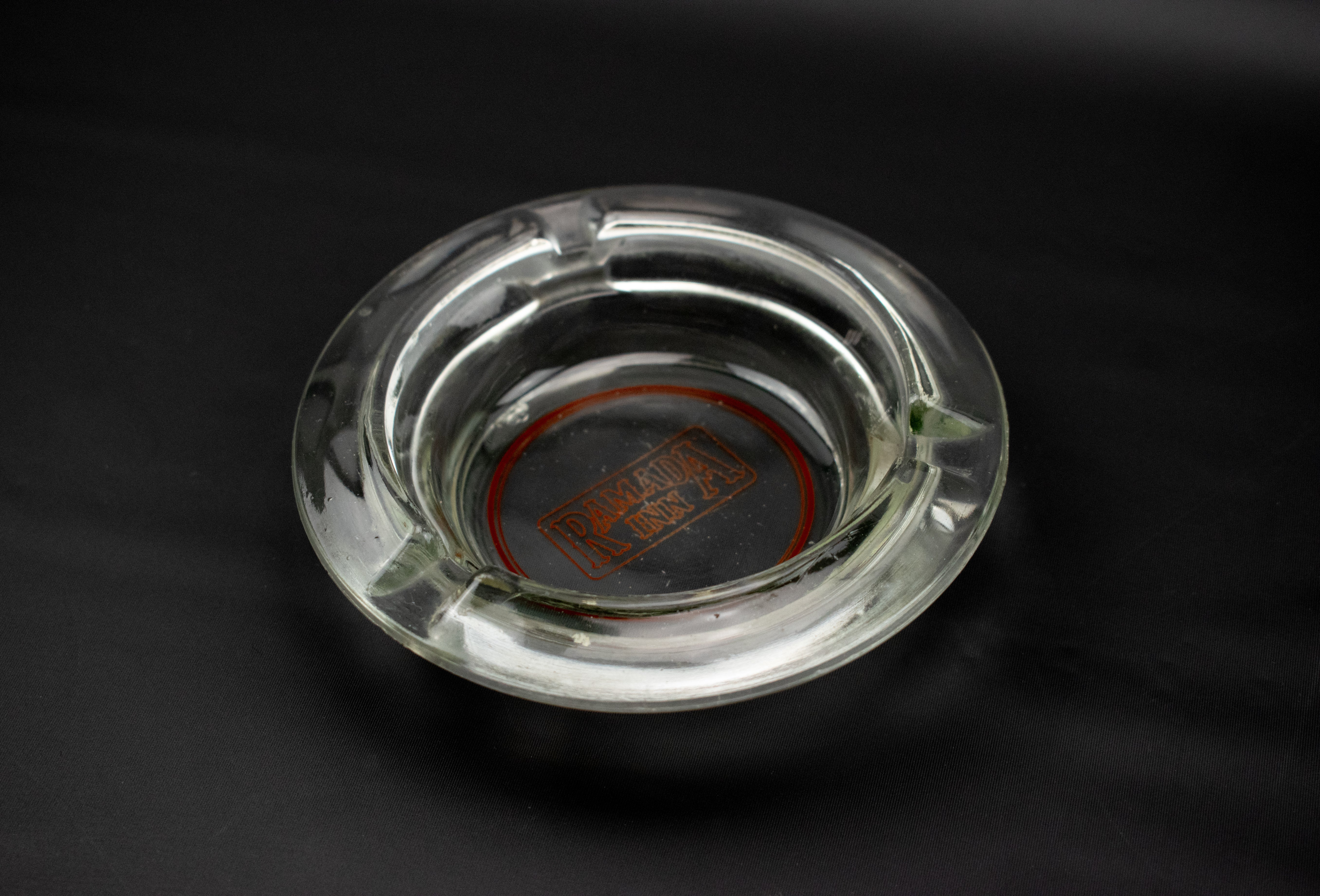 Ramada INN Vintage Ashtray Clear Glass 4 inch Used Hotel Bar Tobacco Ashtray