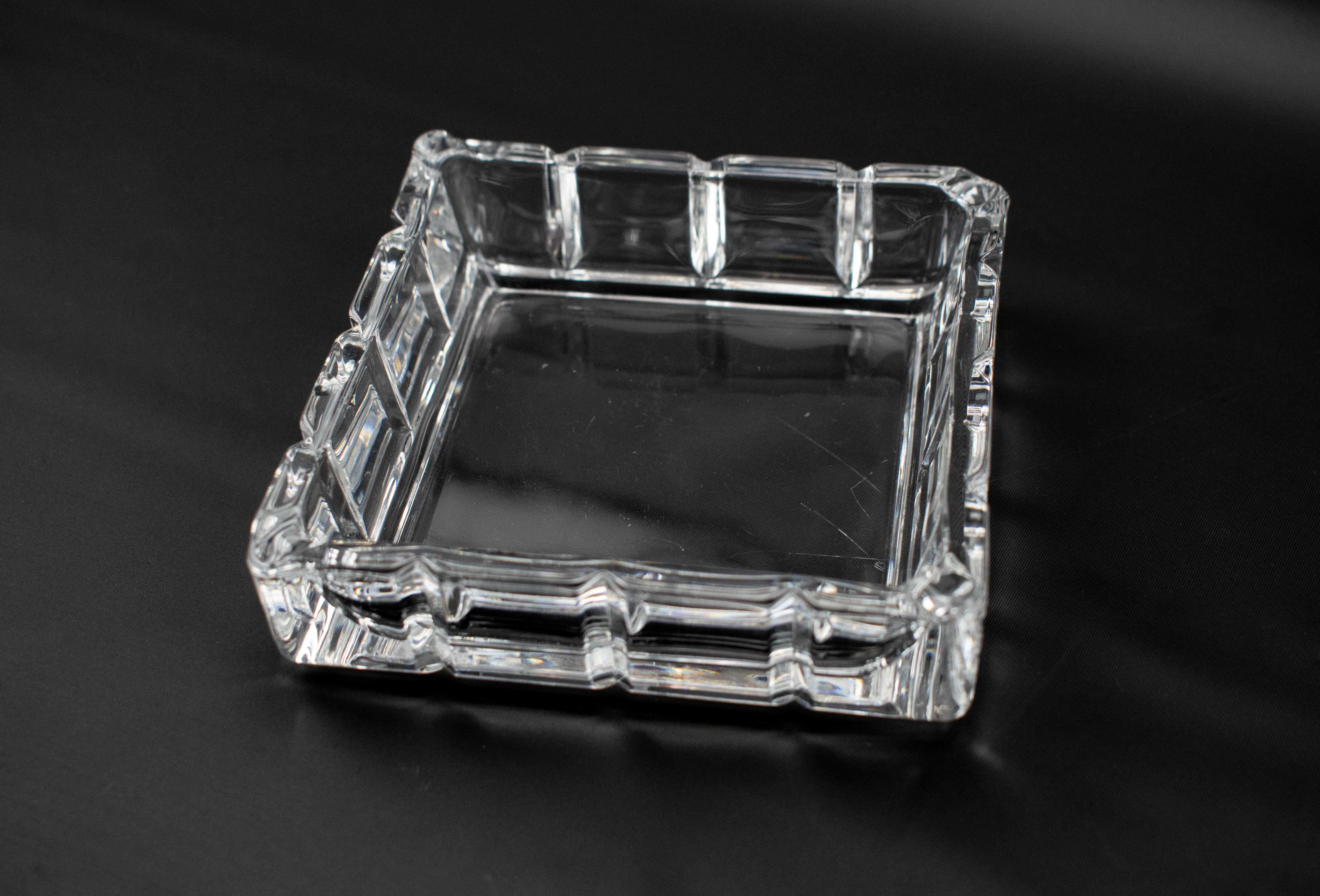 Vintage Ashtray Small 4 1/2 Inch Glass Used Paper Weight Sticky Note Holder
