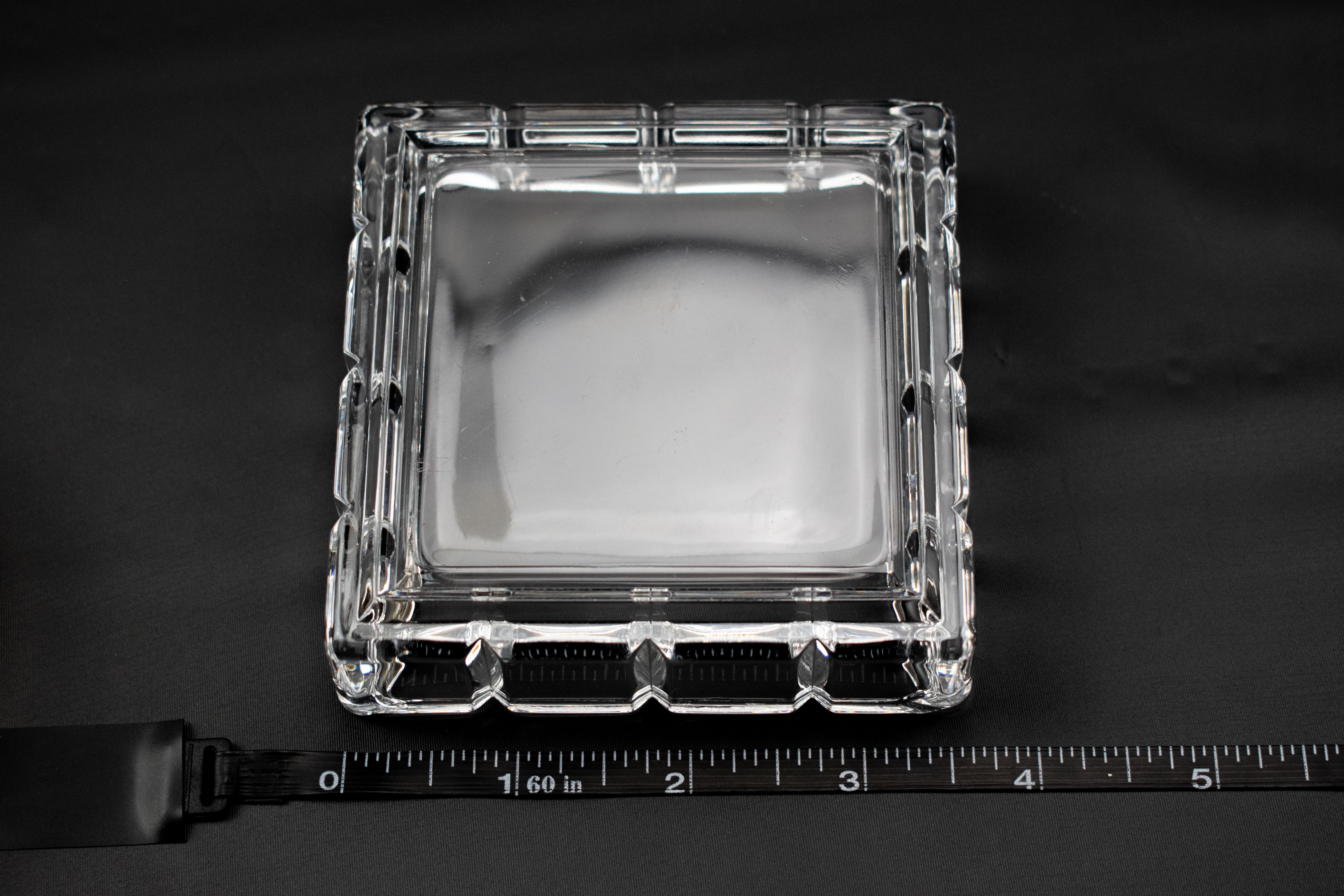 Vintage Ashtray Small 4 1/2 Inch Glass Used Paper Weight Sticky Note Holder