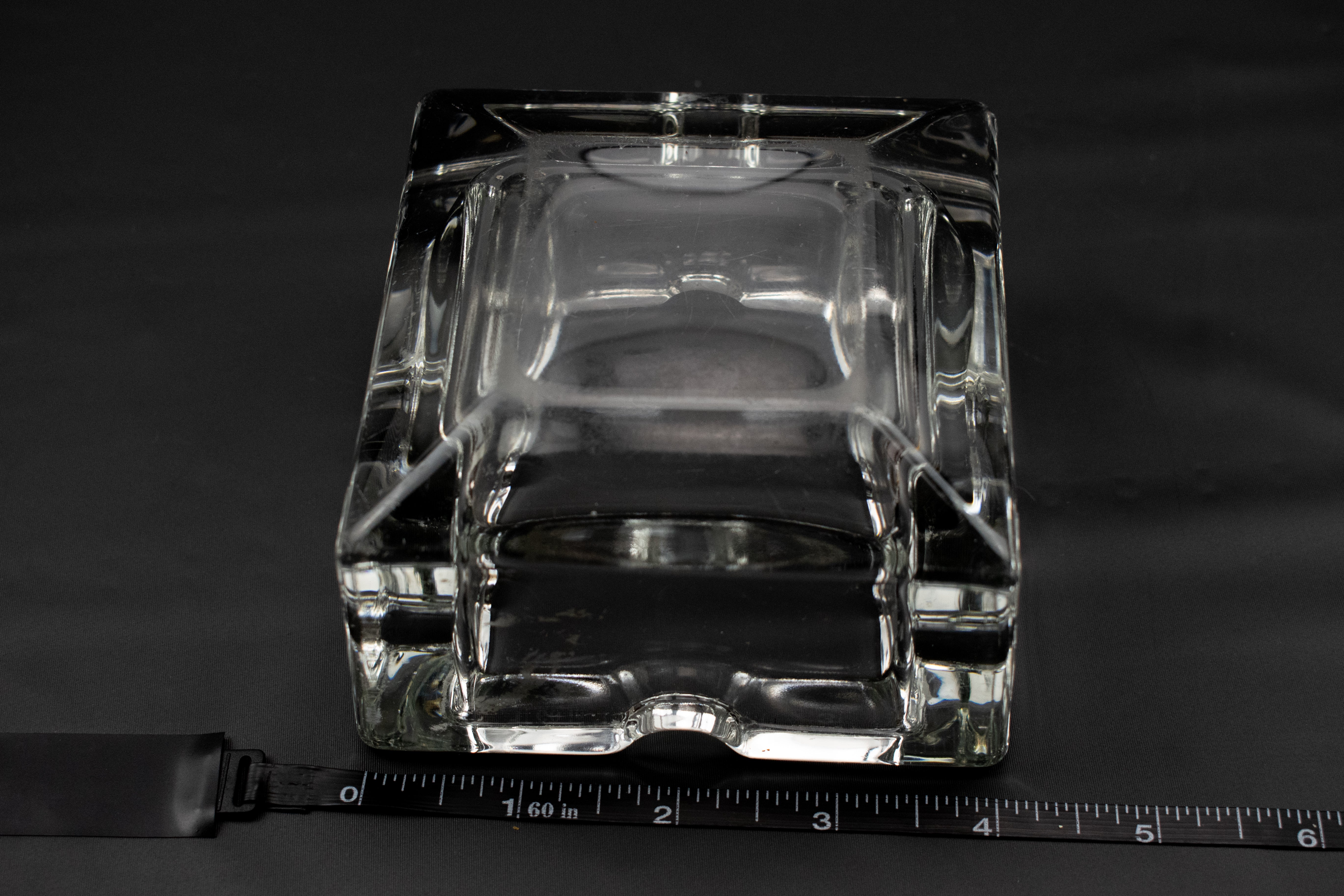 Vintage Ashtray Used 3 inch Low Profile Clear Glass