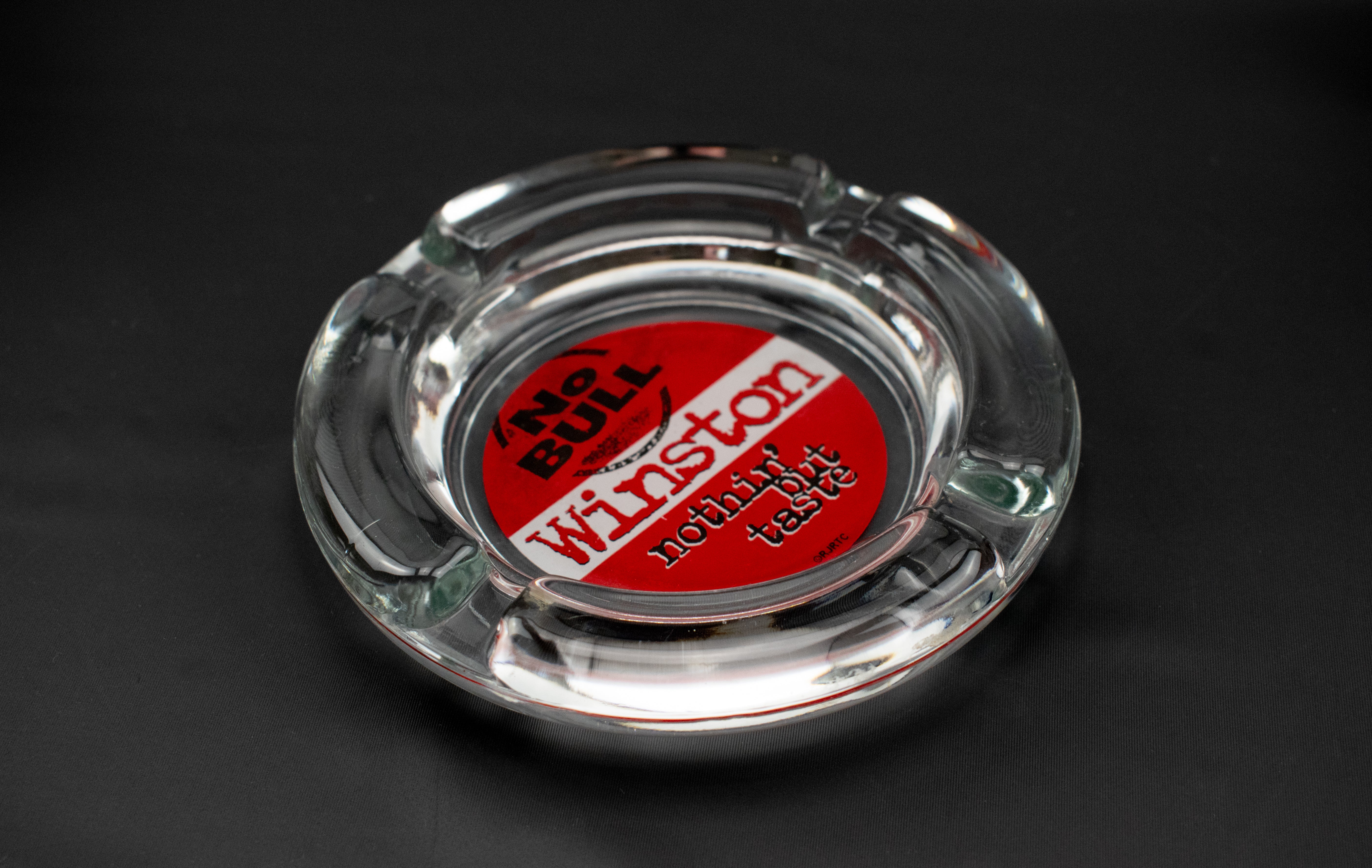 No Bull Winston Ash Tray Used vintage clear 4 inch