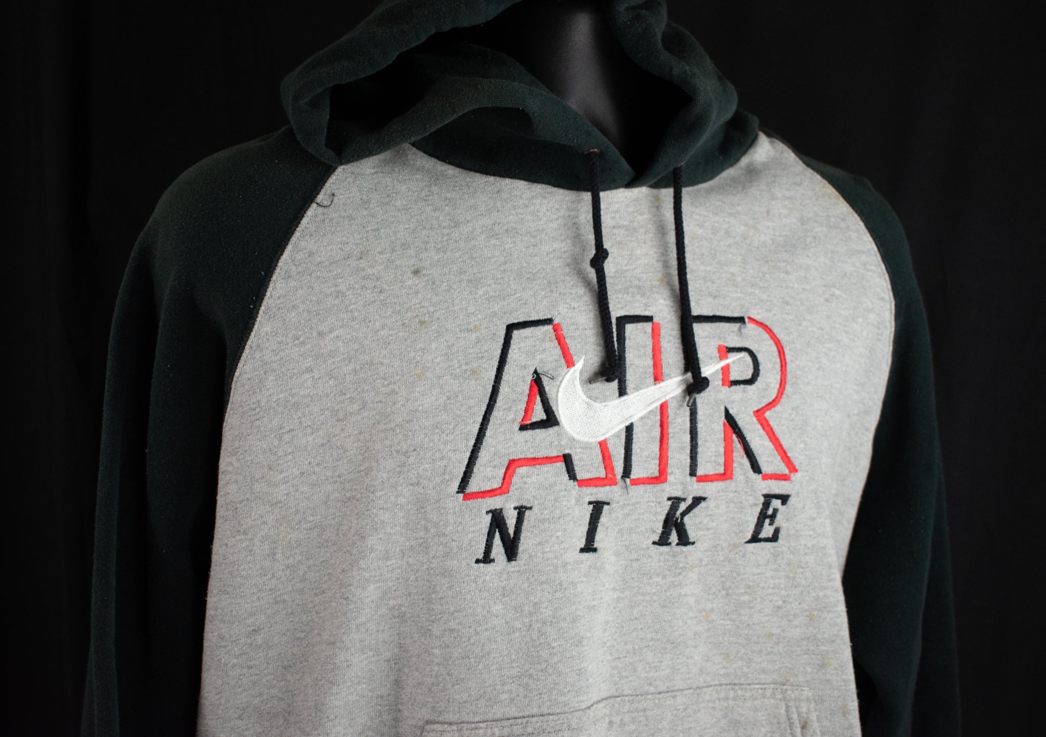 Nike Air Sweatshirt Vintage Black Gray Hoodie Pullover USA XL Youth