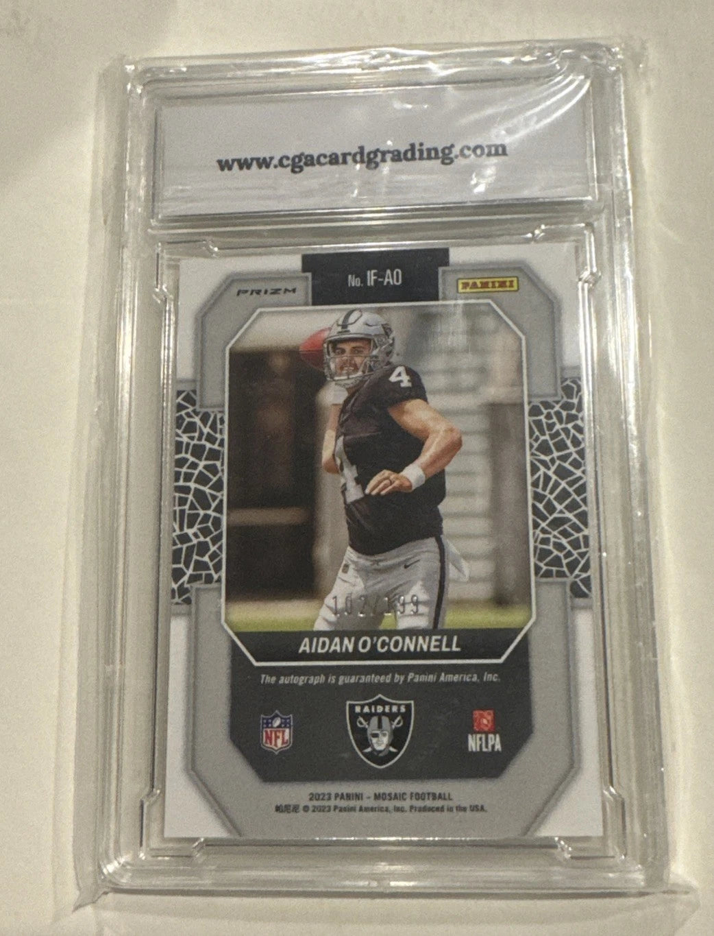 AIDAN O'CONNELL RC /49 AUTO RC Red POWER IN FOCUS Graded 10 2023 Raiders