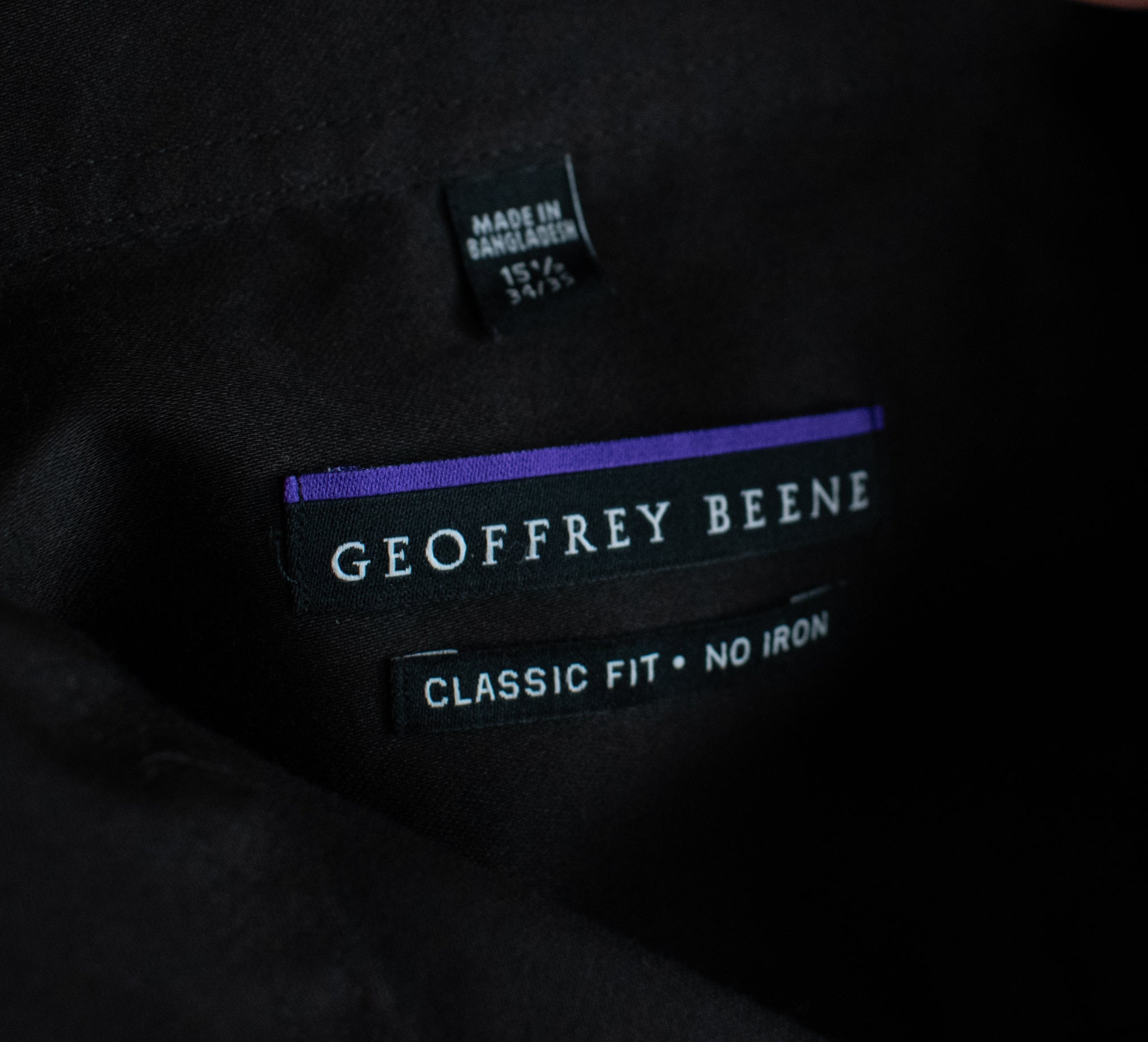 Geoffrey Beene Classic Fit Long Sleeve Dress Shirt Black Adult Mens 15-1/2 34-35 Button Up