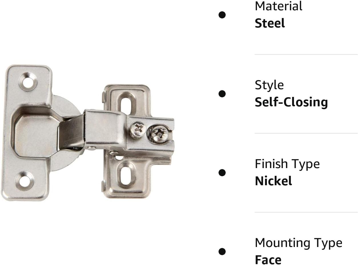 Nickel Overlay Self Closing Compact Concealed Hinge For Framed Cabinet Hinges (6 Pack)