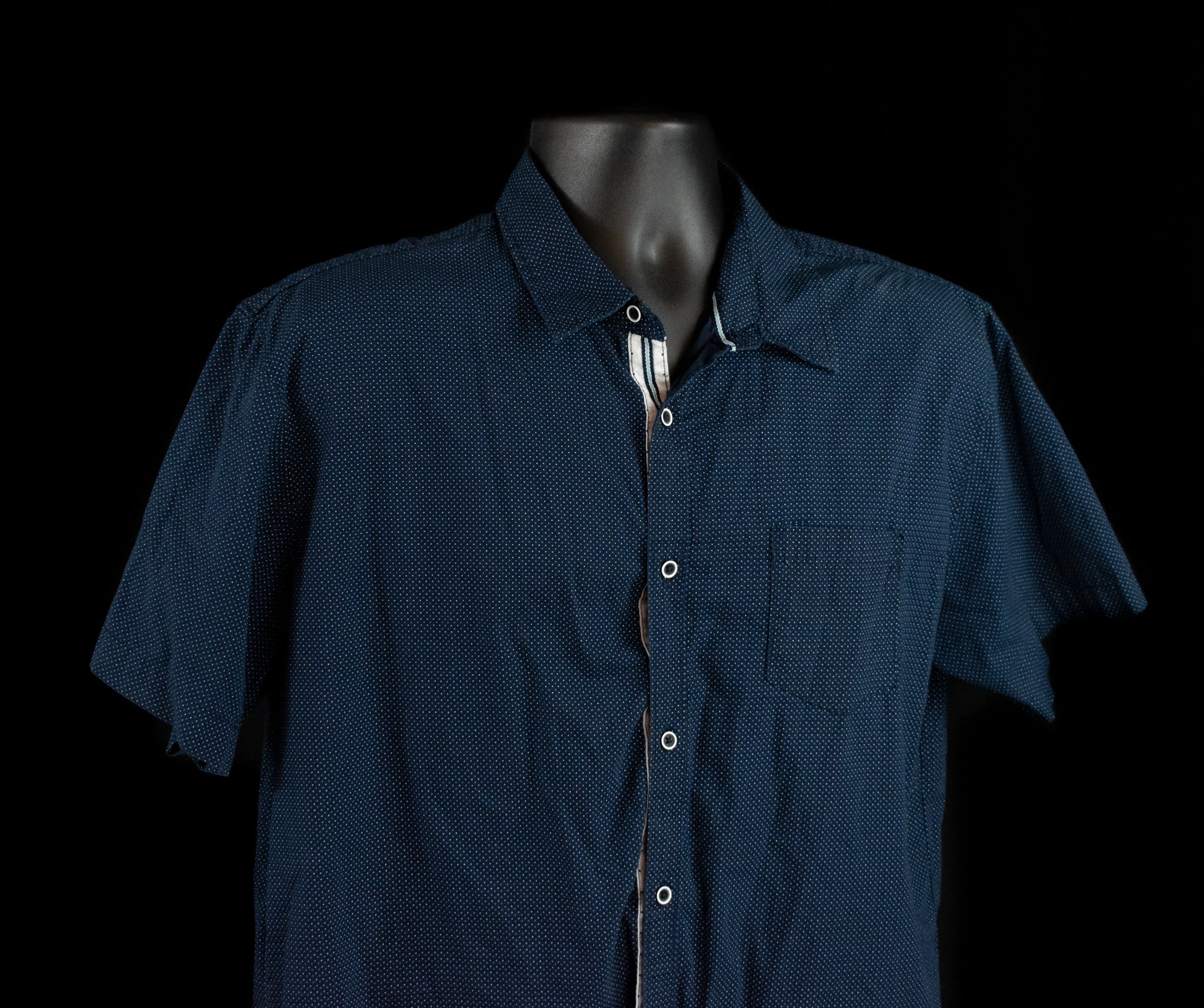 Monument Dress Shirt Short Sleeve Mens Slim Fit Blue X-Large Button Up Collar Shirt