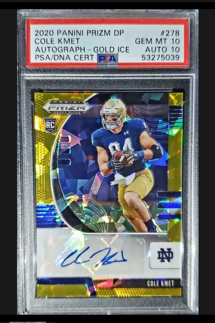 Cole Kmet RC GOLD ICE 2020 Panini Prizm Rookie PSA/AUTO 10 POP 1 Chicago Bears