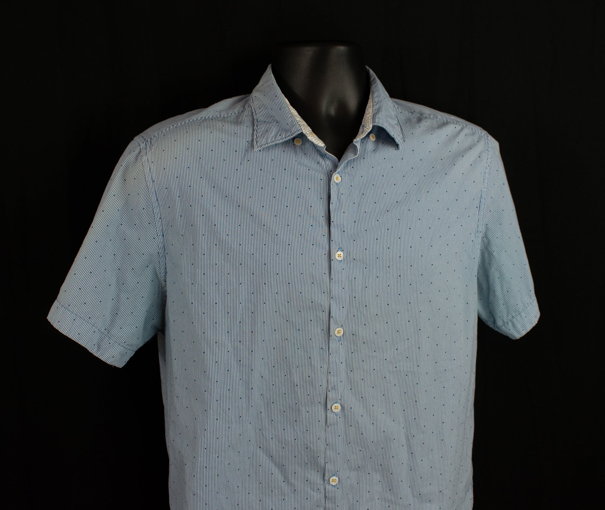 Cactus Man Dress Shirt Short Sleeve Mens Slim Fit Blue Large Button Up Shirt Rickey Singh
