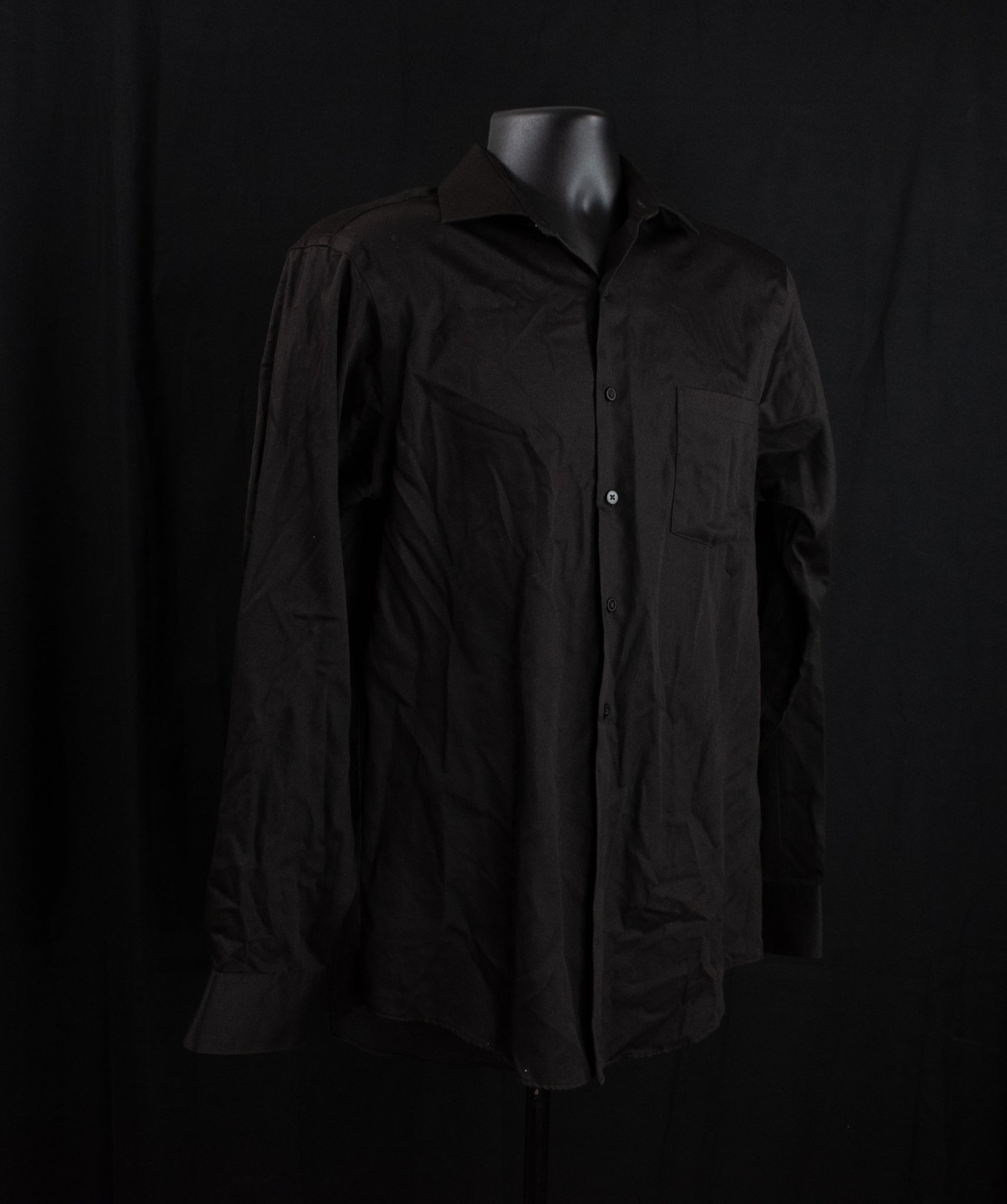 Geoffrey Beene Classic Fit Long Sleeve Dress Shirt Black Adult Mens 15-1/2 34-35 Button Up