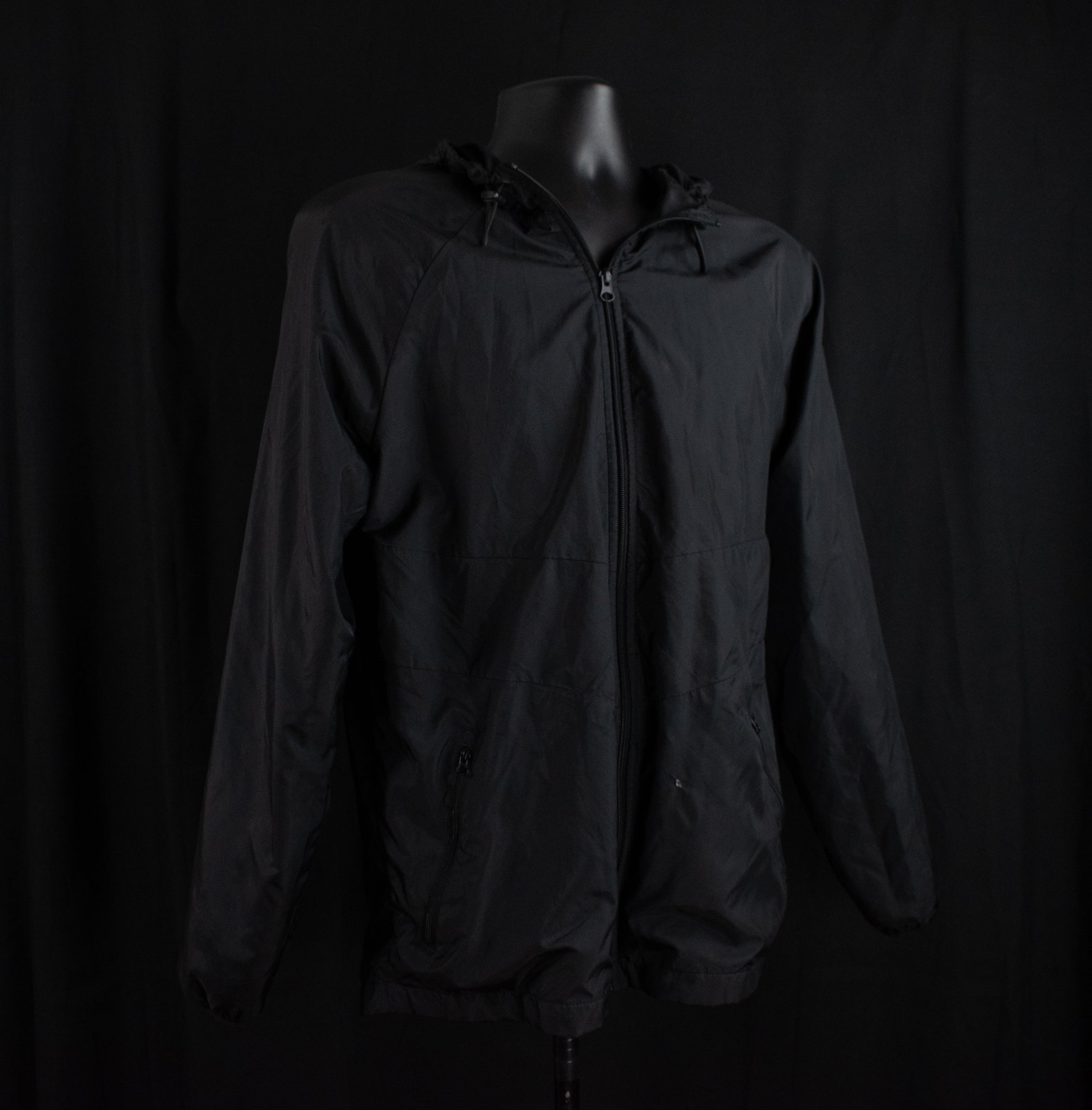 Russell Mens Sweatshirt Black Hoodie Windbreaker Zip Up Fitness Jacket Medium