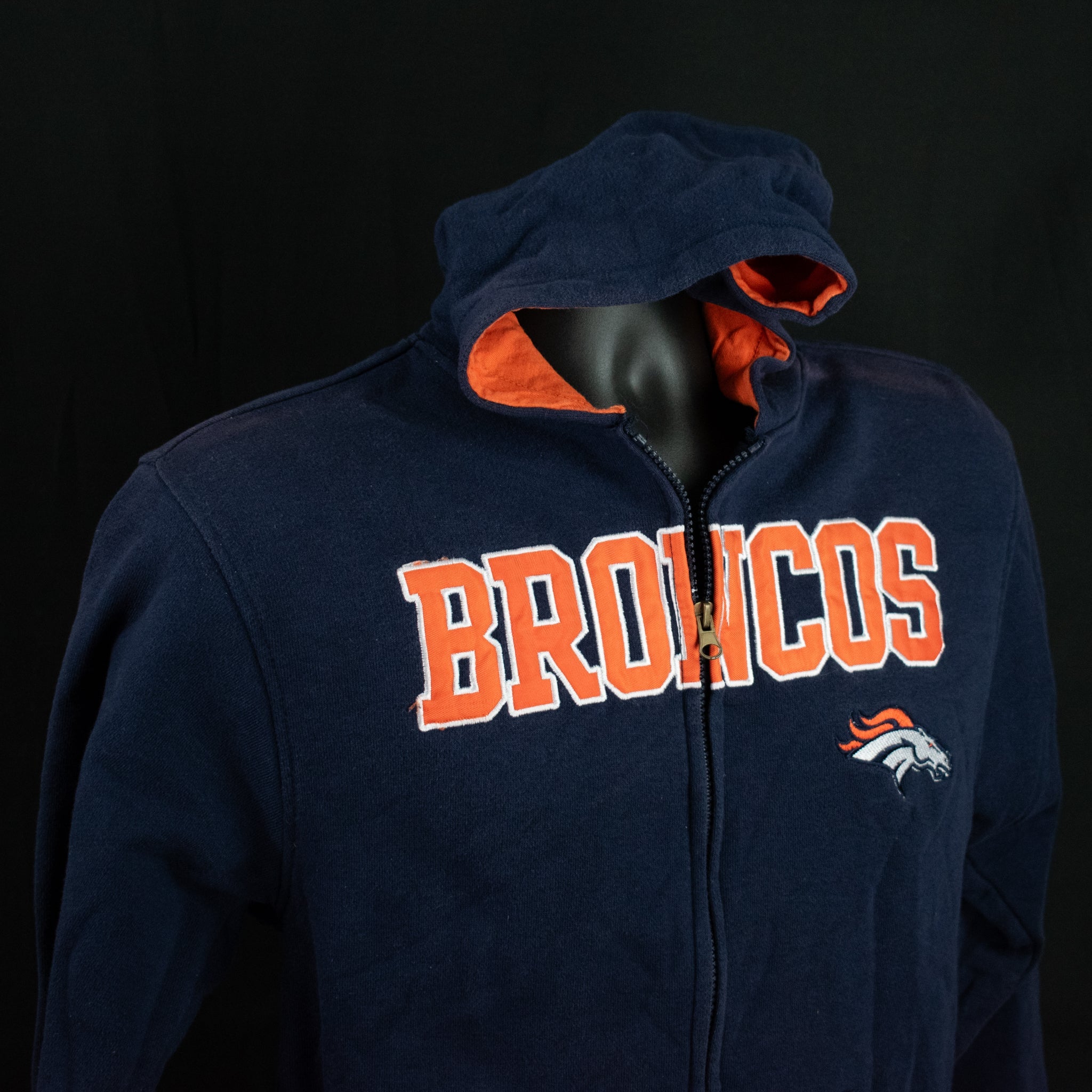 Broncos Sweatshirt Blue Hoodie NFL Team Apparel 14-16 Kids Large Youth Used
