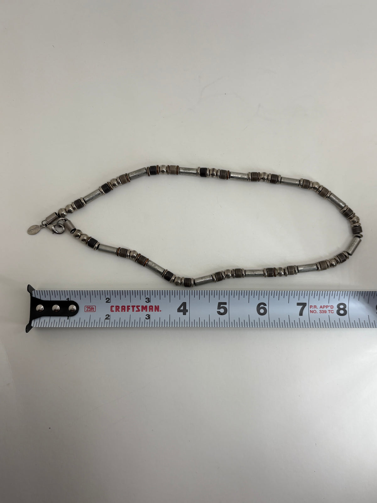 Retro Panama Jack Stainless Steel Beaded Necklace 8.5"