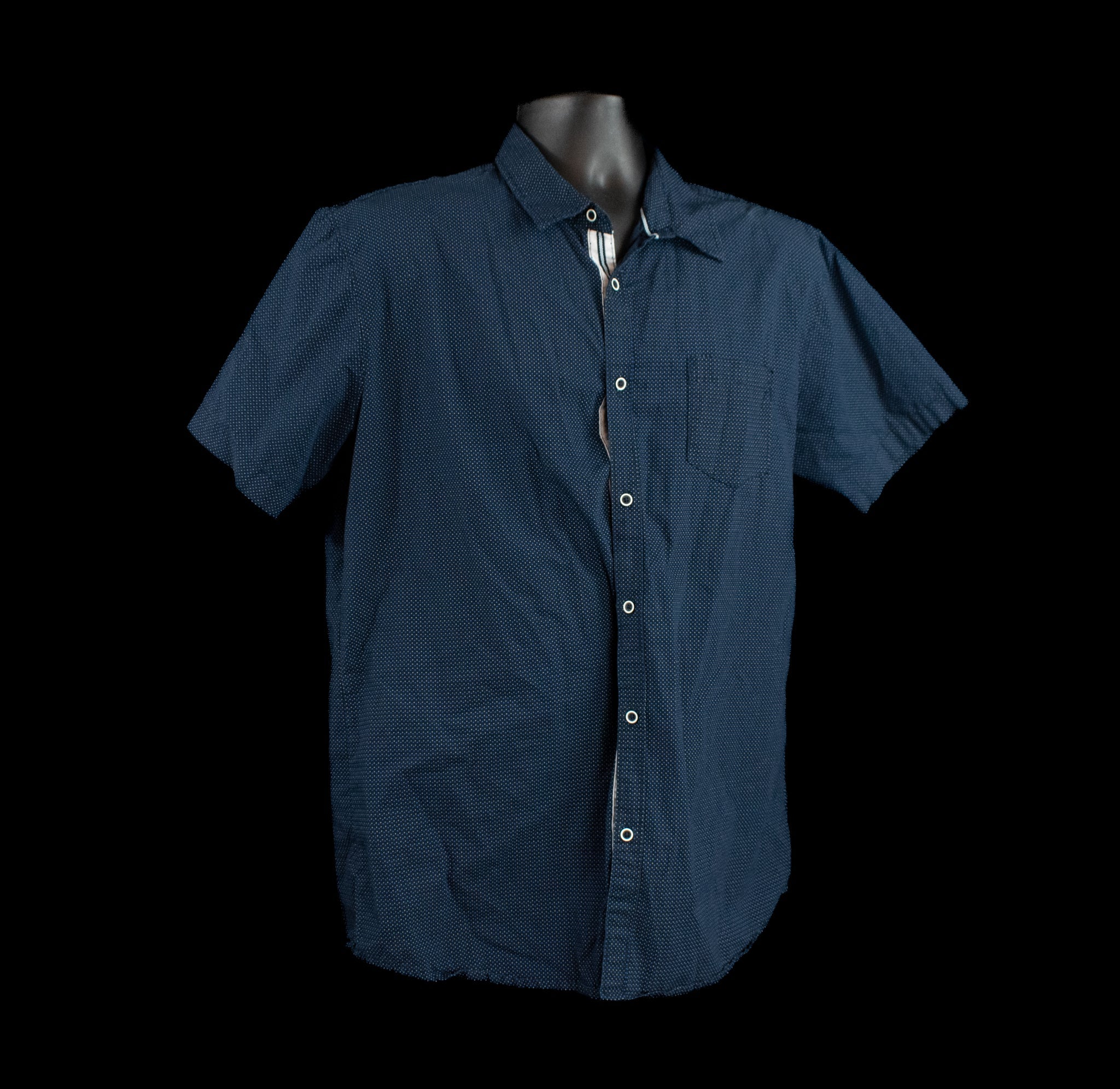 Monument Dress Shirt Short Sleeve Mens Slim Fit Blue X-Large Button Up Collar Shirt