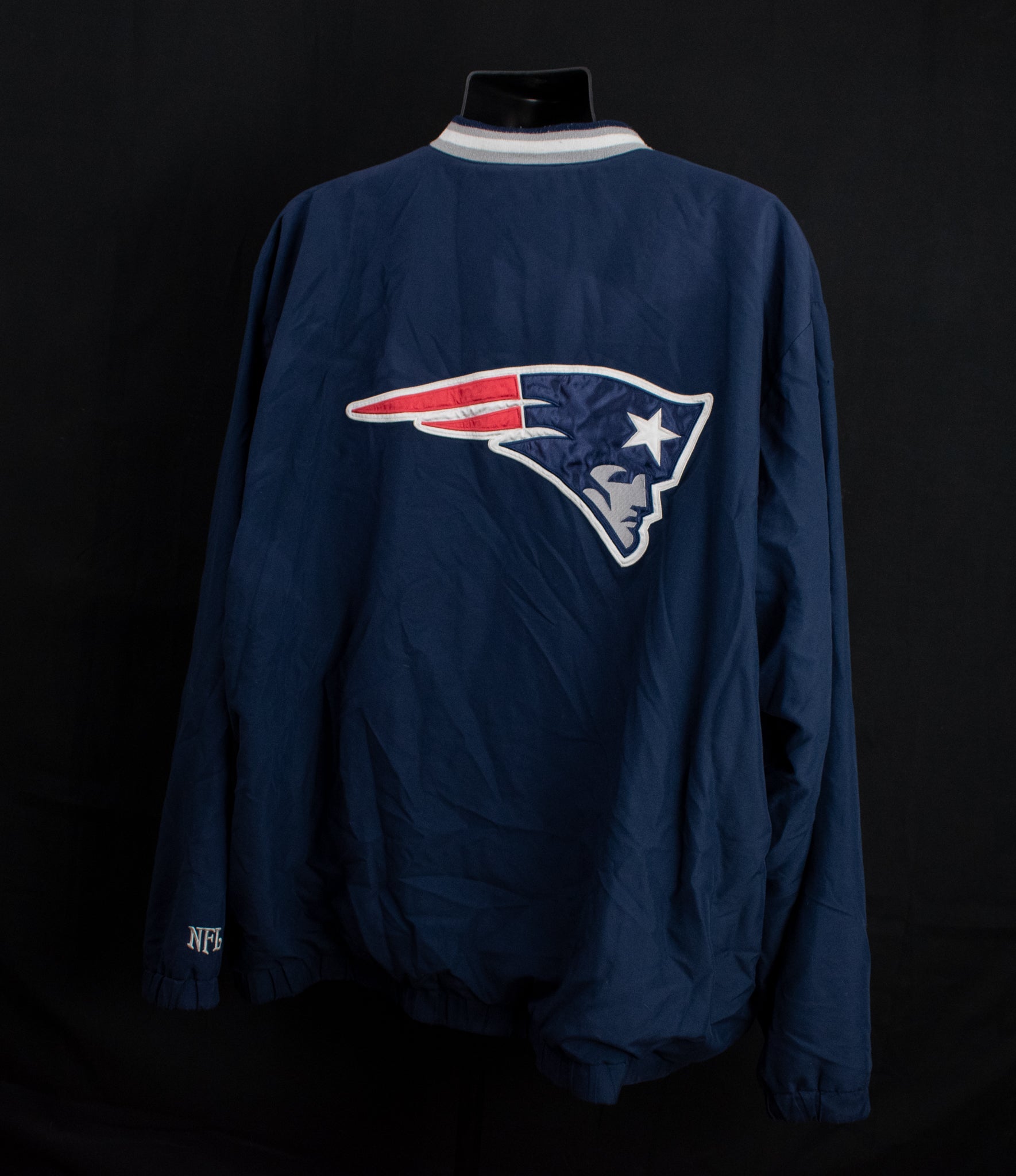 New England Patriots Adult Pullover Windbreaker Jacket Blue NFL Authentic XXL