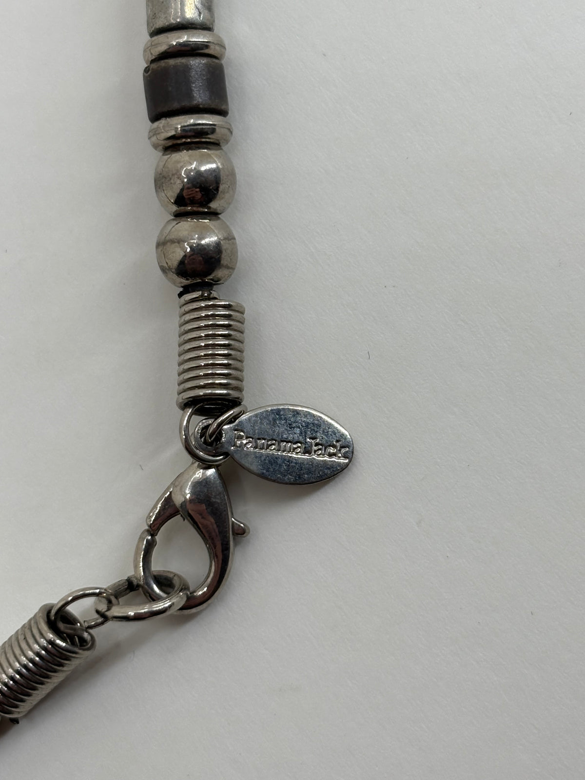 Retro Panama Jack Stainless Steel Beaded Necklace 8.5"