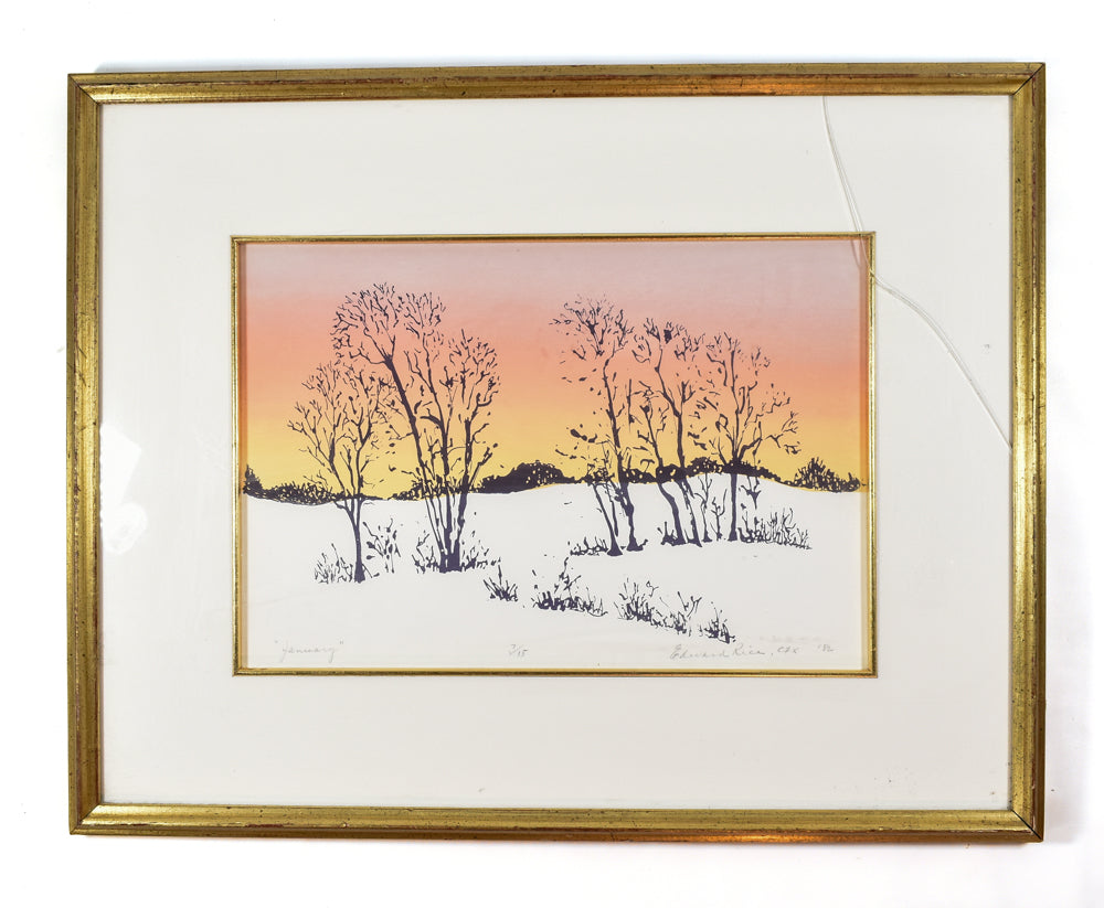 Edward Rice January Original Artwork Hand Painted - Signed C7X 182 Framed