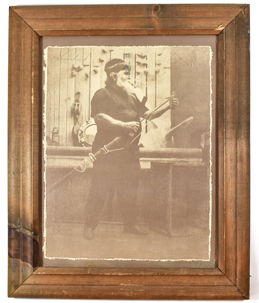 Vintage Fisherman Photo Wood Framed Image
