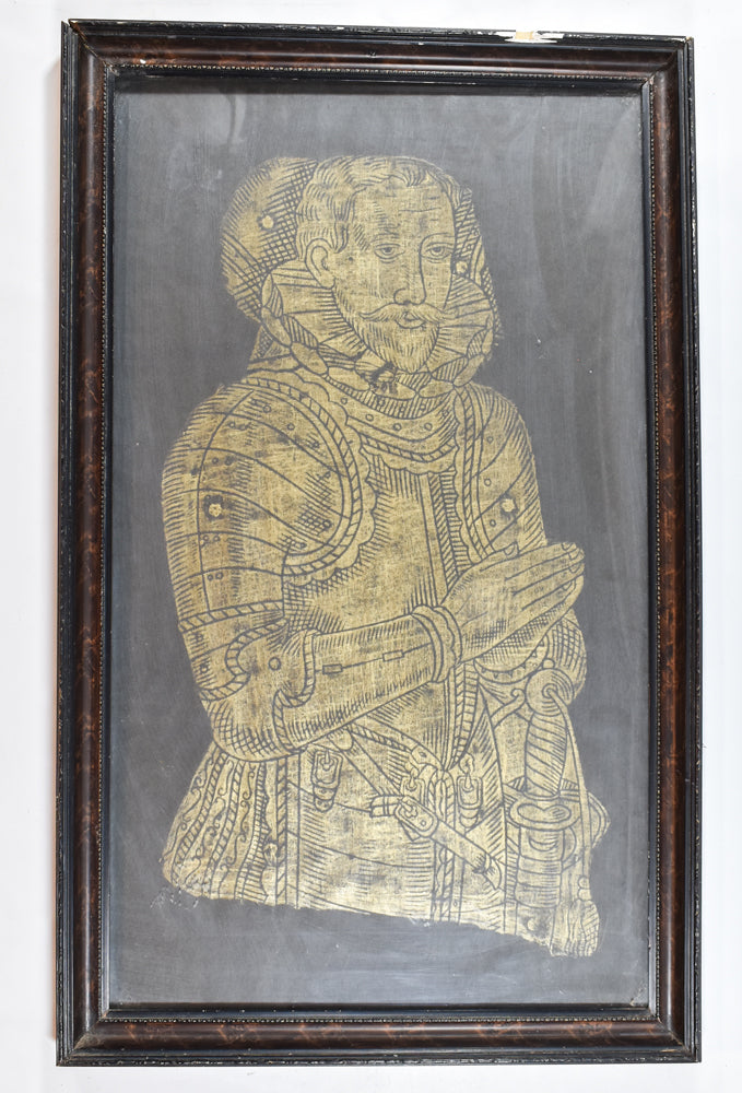 Vintage England Medieval Brass Engraving Rubbing Unidentified Framed
