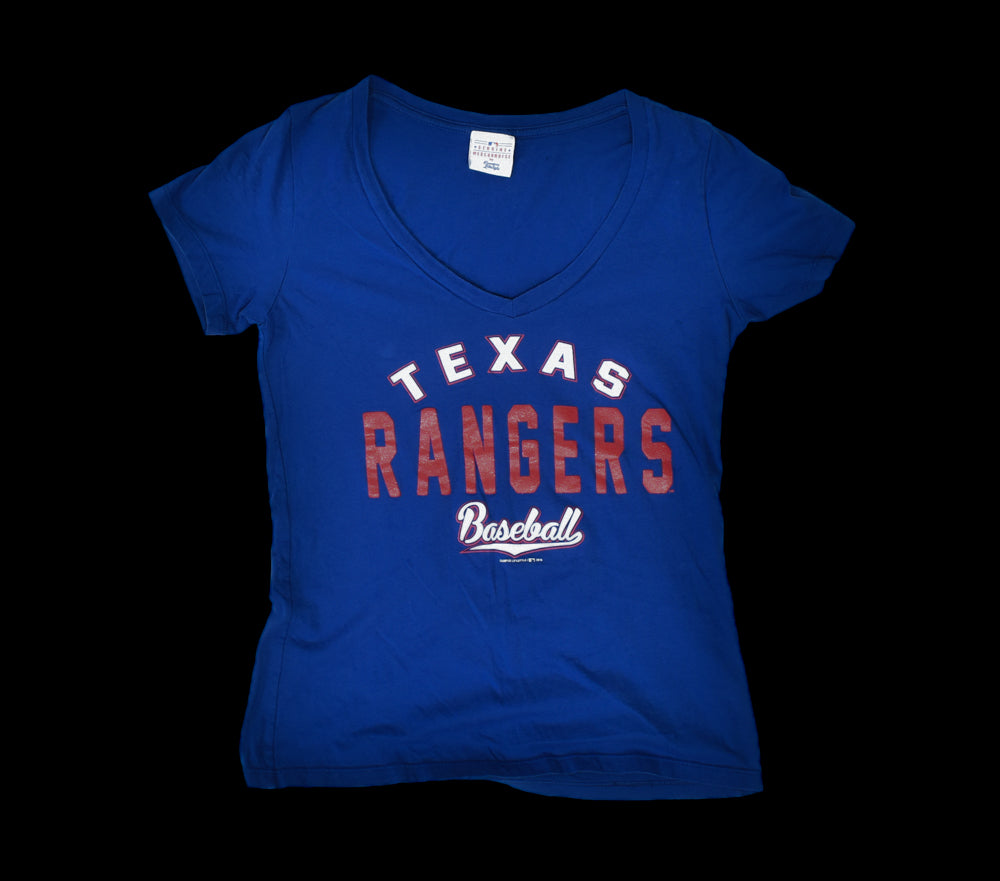 Texas Rangers Baseball MLB Baseball T-Shirt Blue 2016 Female Large Used Vintage