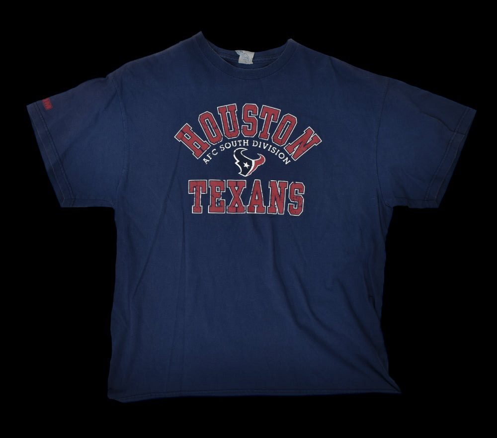 Houston Texans Vintage Football T-Shirt XL SUN DAMAGED SHOULDERS USED Blue NFL Shirt