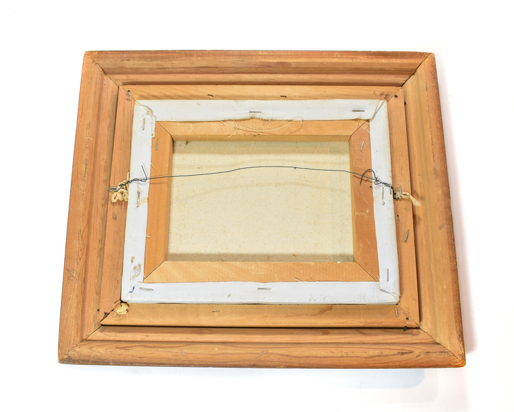Original Hand Painted Canvas Art Framed Wood Vintage Artwork 8 x 10 Brown Framed Canvas