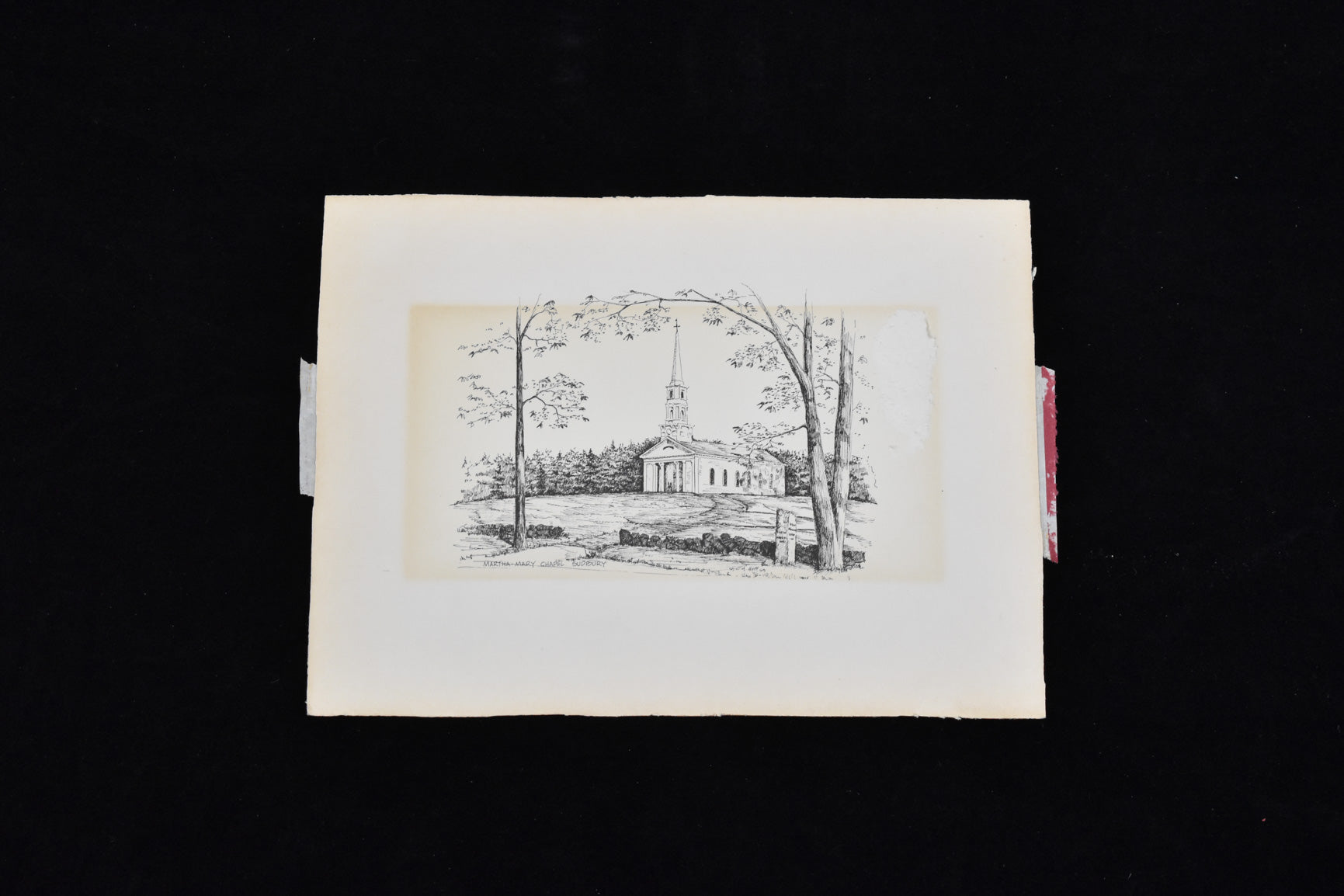 Martha Mary Chapel Sudbury CM Clark M Goff 1969 Sketch Art 8 x 10 Used