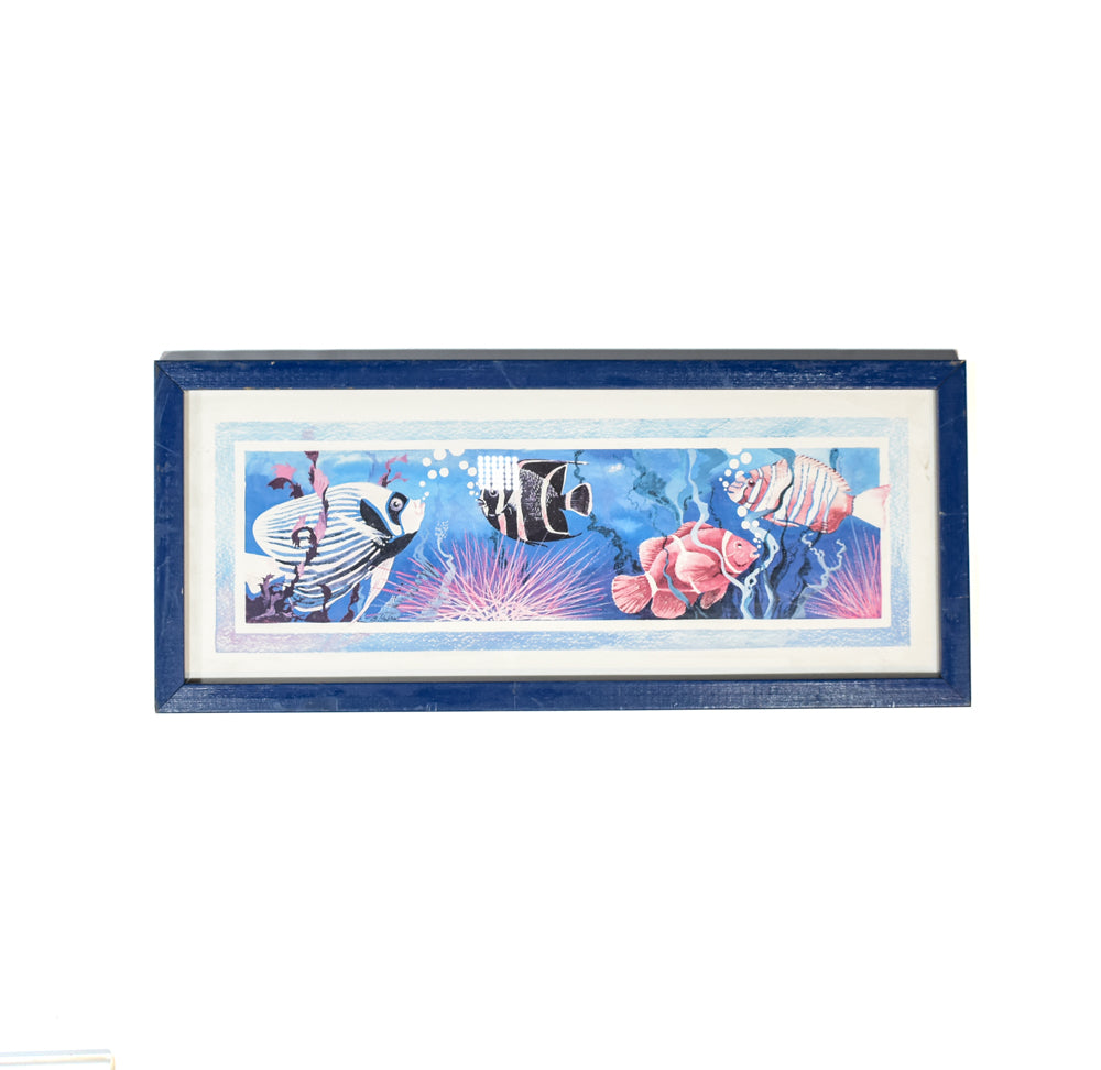 Framed Ocean View Salt Water fish Painting Blue Framed Used