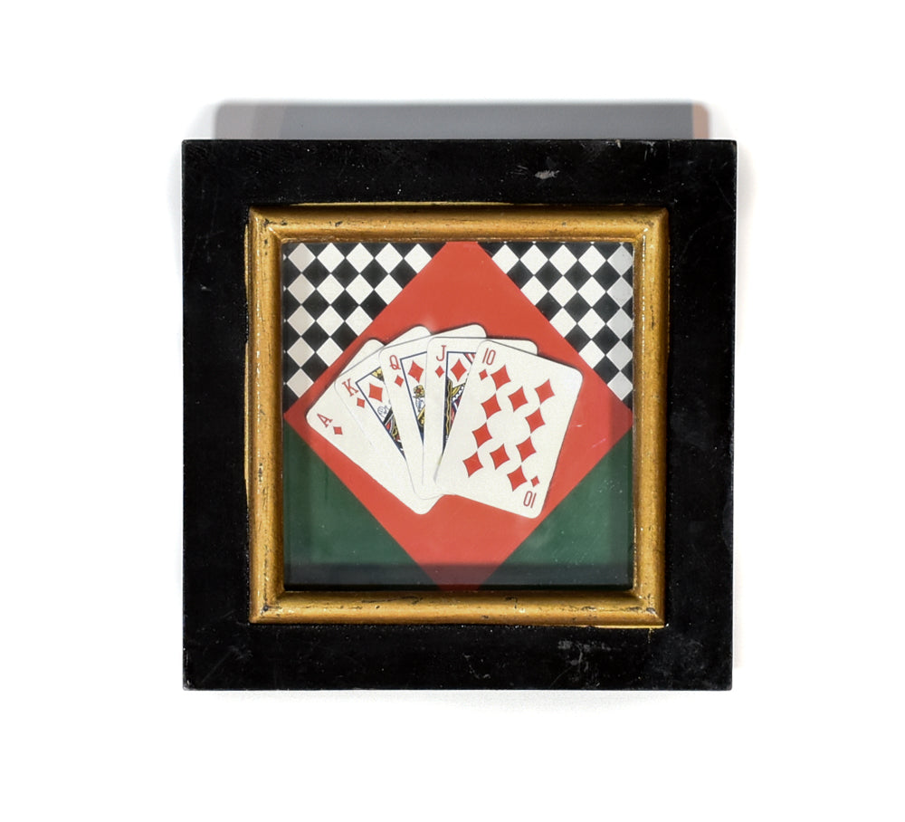 Vintage Shadow Box Playing Cards Black Gold Playing Cards Display Bar Game Room Decor