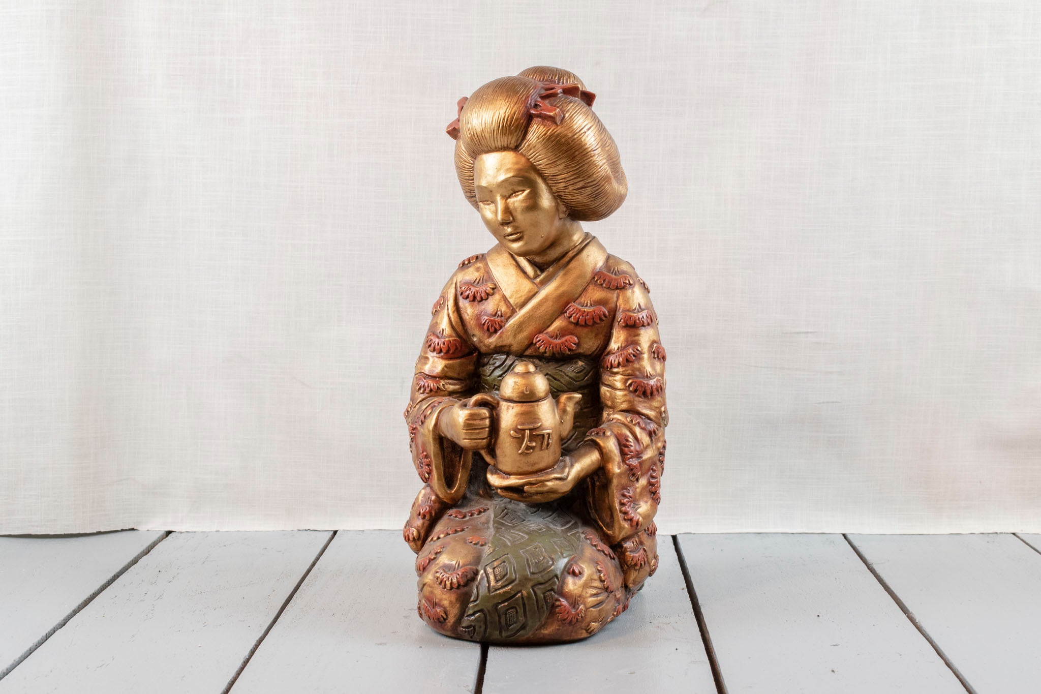 Japanese Statue Vintage Collectible Item Golden Asian Lady 1955