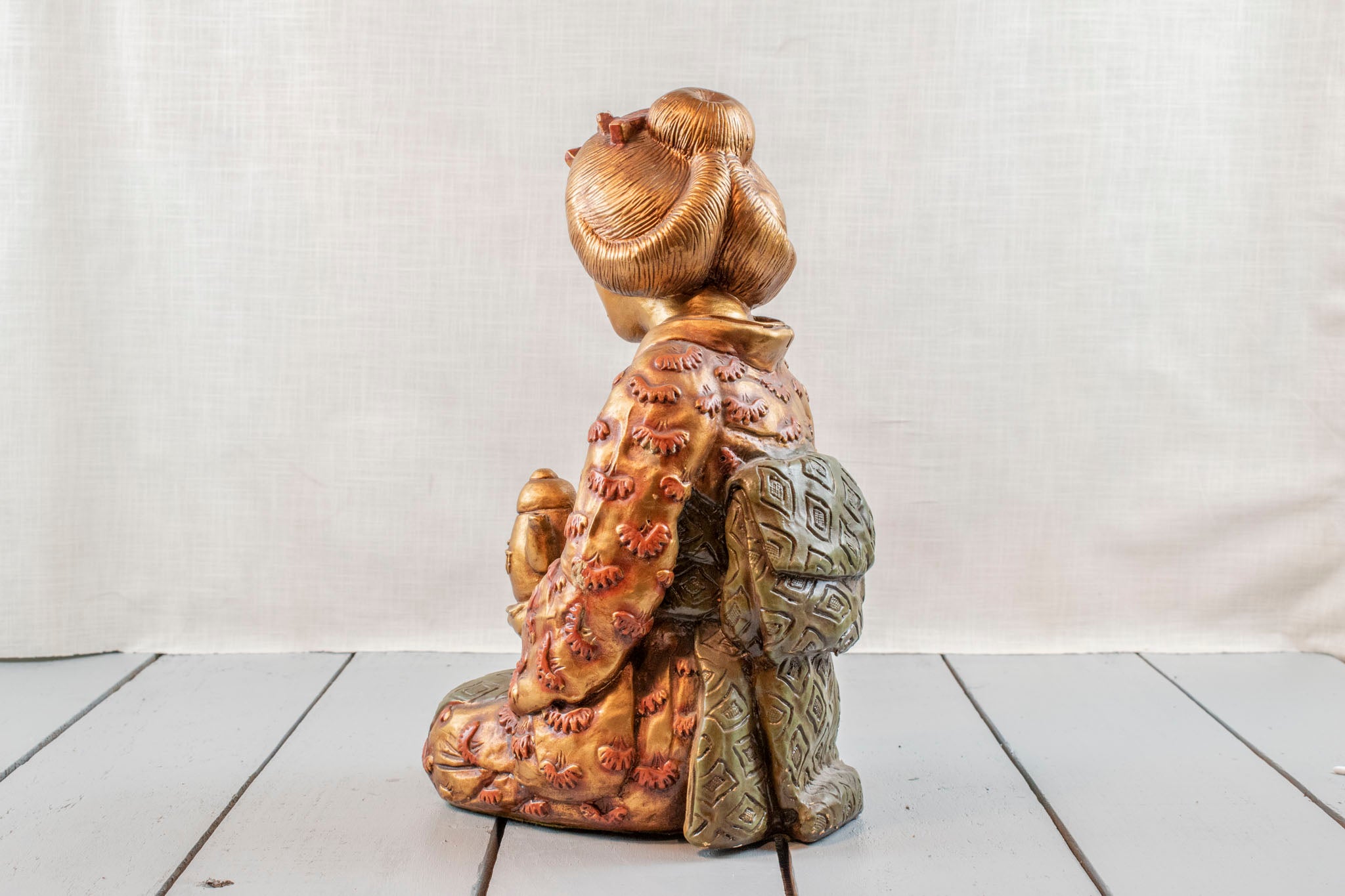 Japanese Statue Vintage Collectible Item Golden Asian Lady 1955