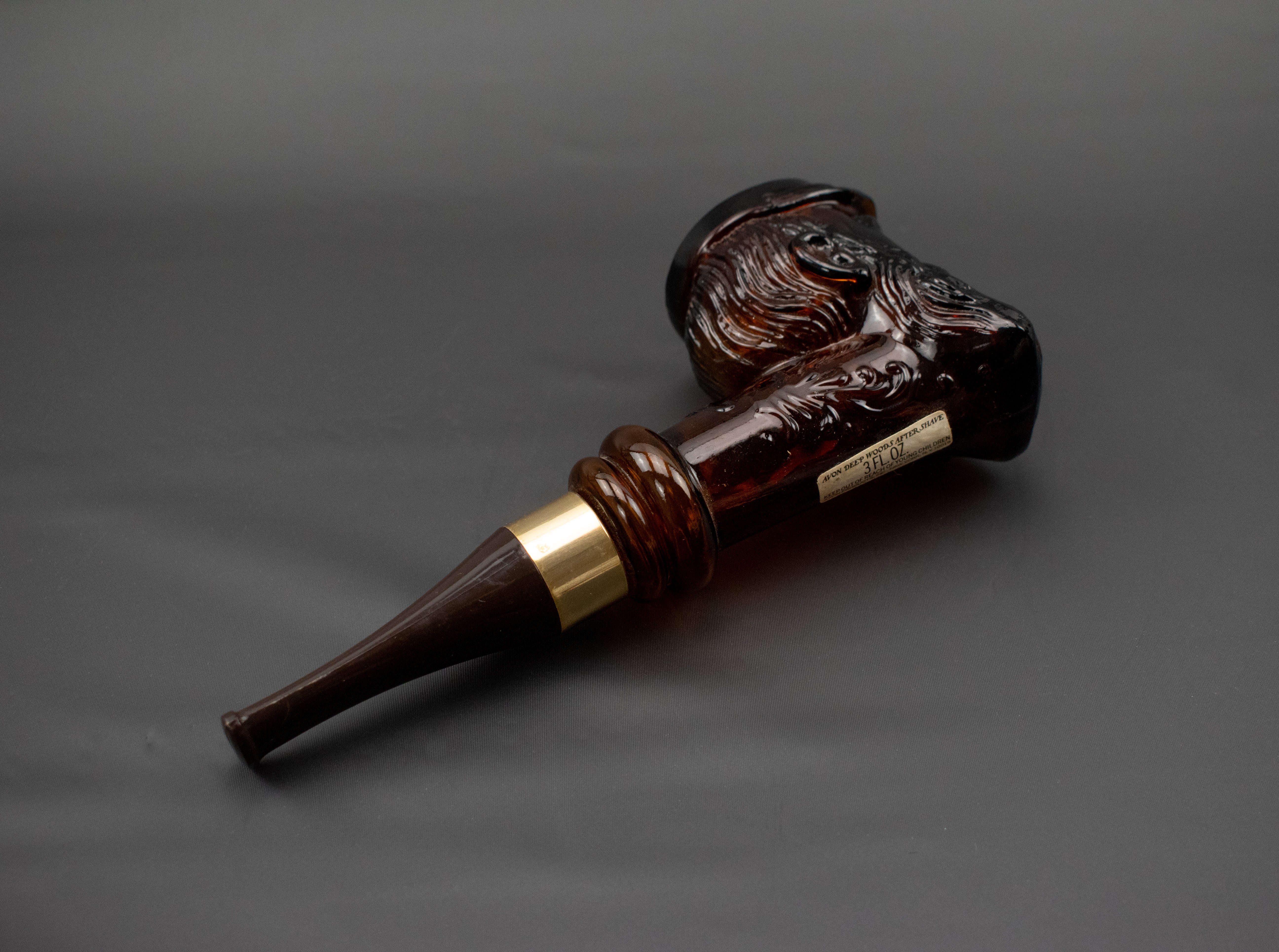 Avon Bottle Brown Glass Pipe Used Deep Woods After Shave 3Fl. Oz