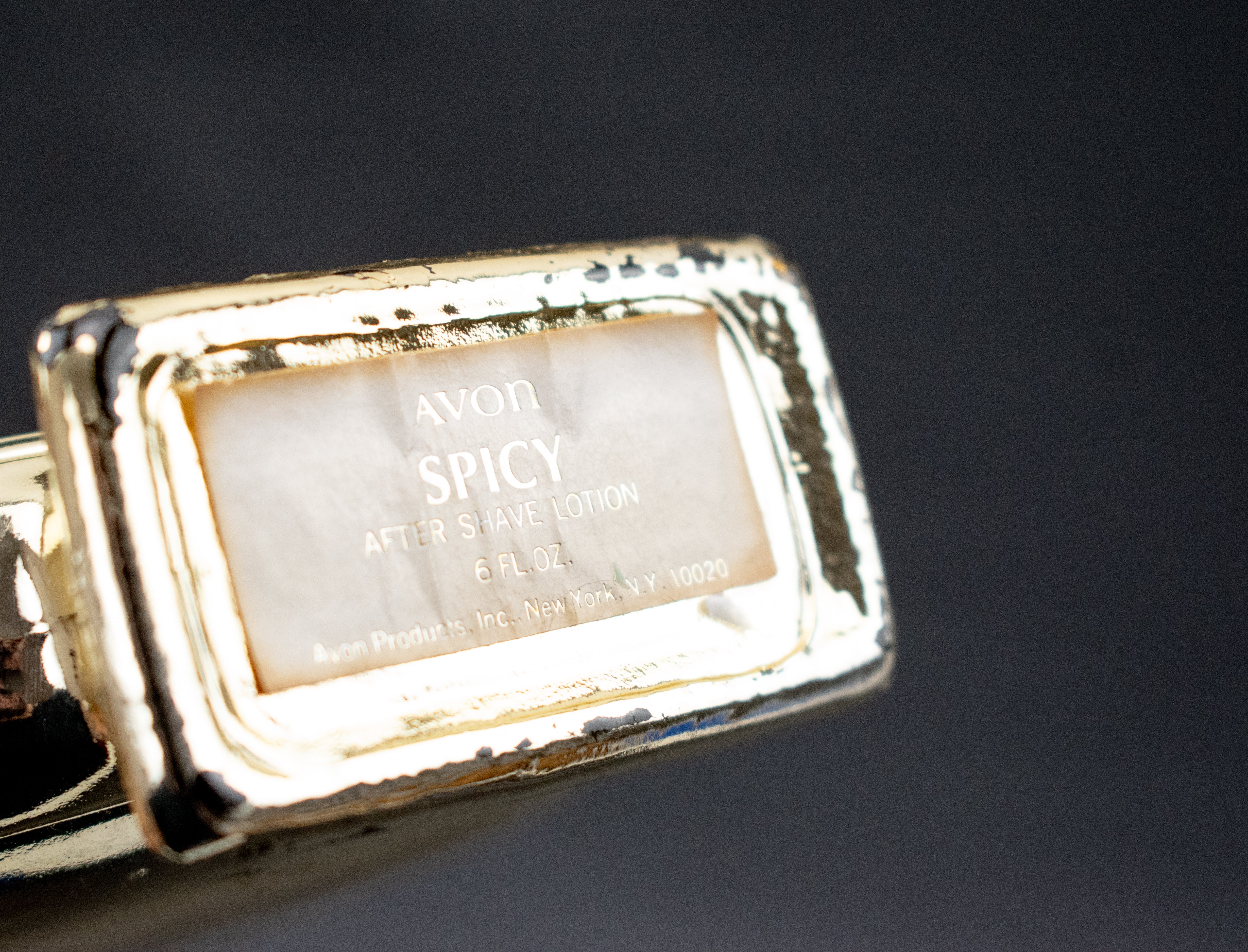 Avon Bottle Spicy After Shave Lotion 6FL.oz Gold Clock Bottle