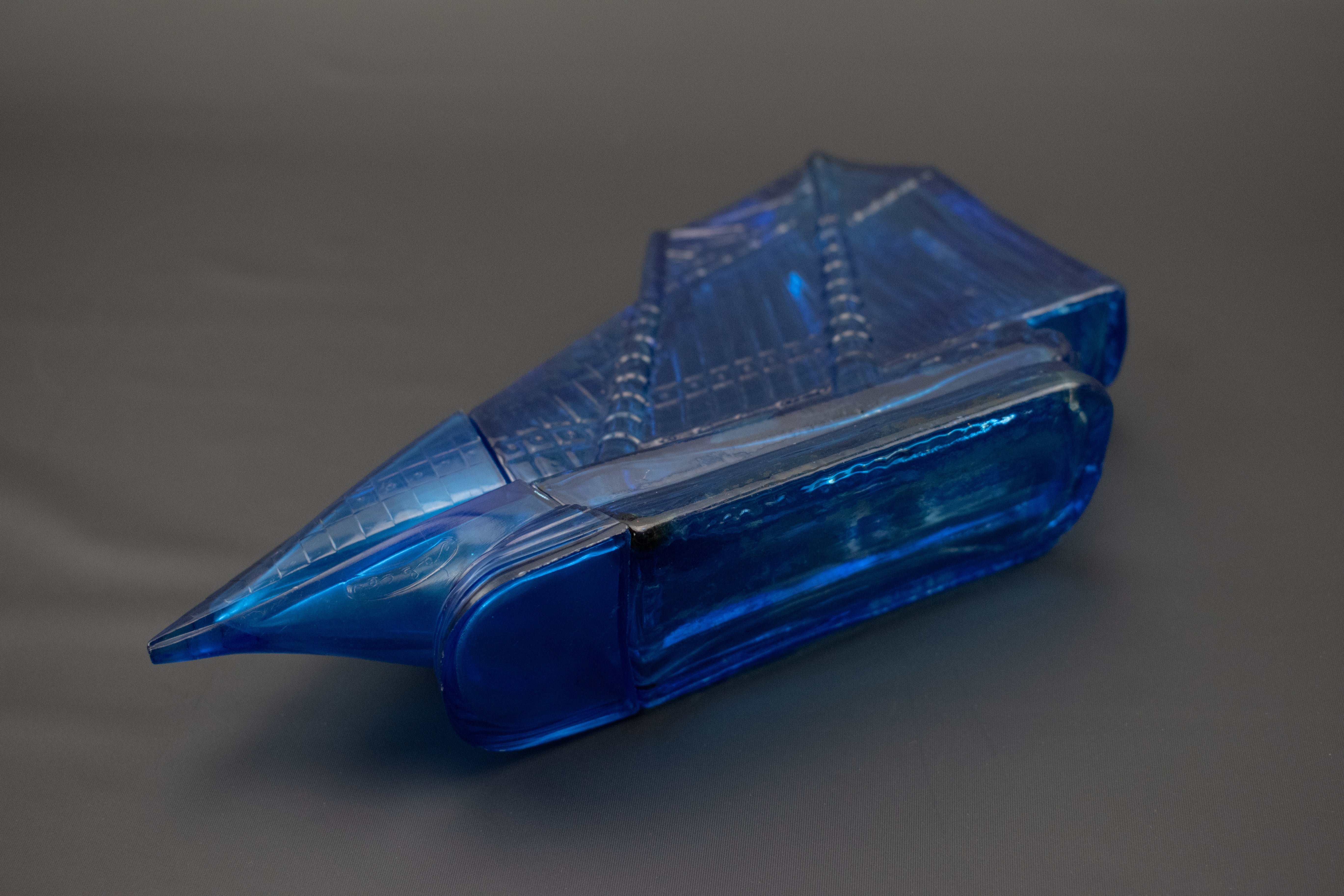 Avon Vintage American Schooner Ship Blue Bottle Decanter Cobalt Spicy After Shave