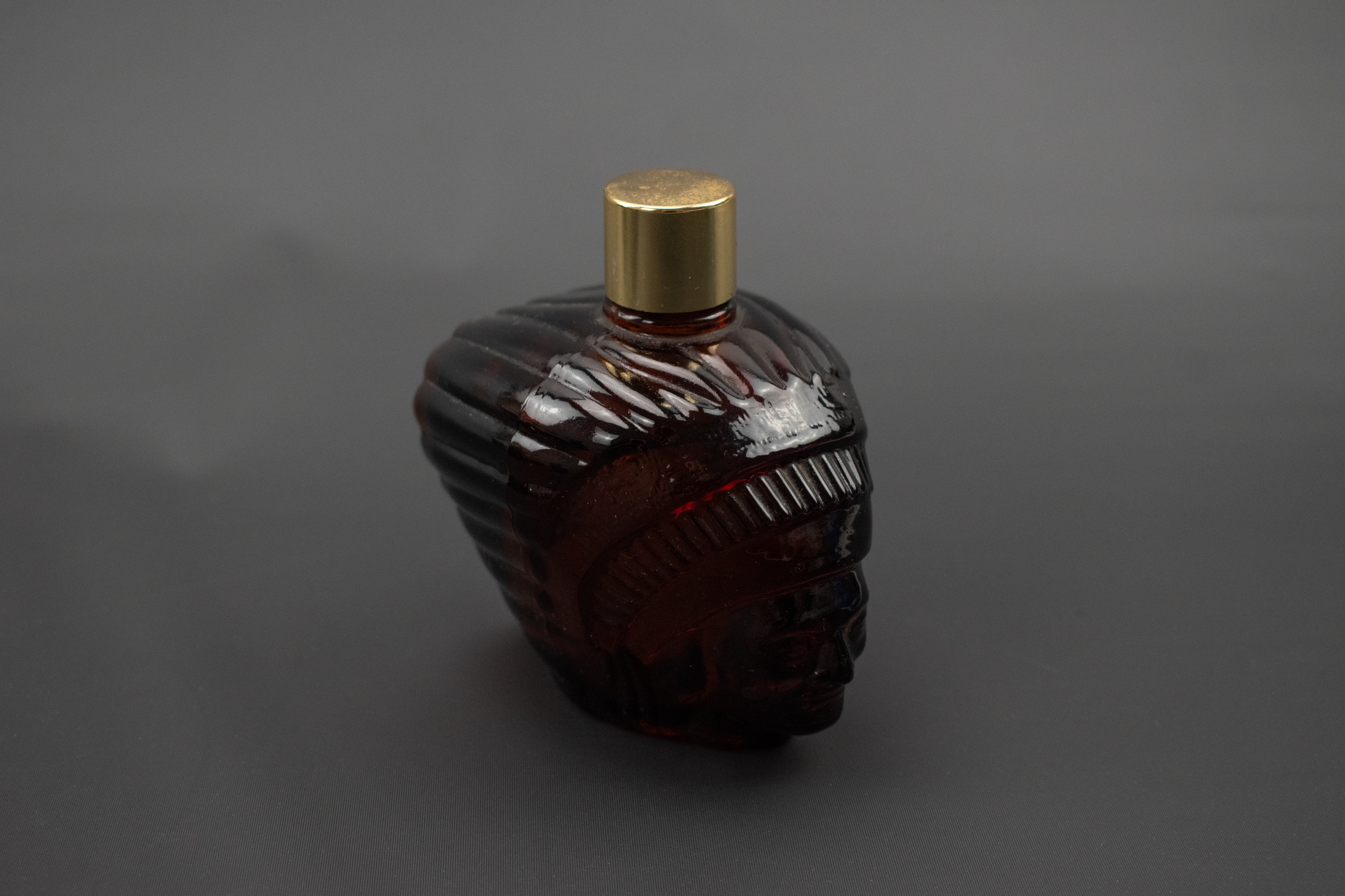 Avon Vintage Brown Glass Indian Chief Head Spicy After Shave Bottle EMPTY 4 Oz