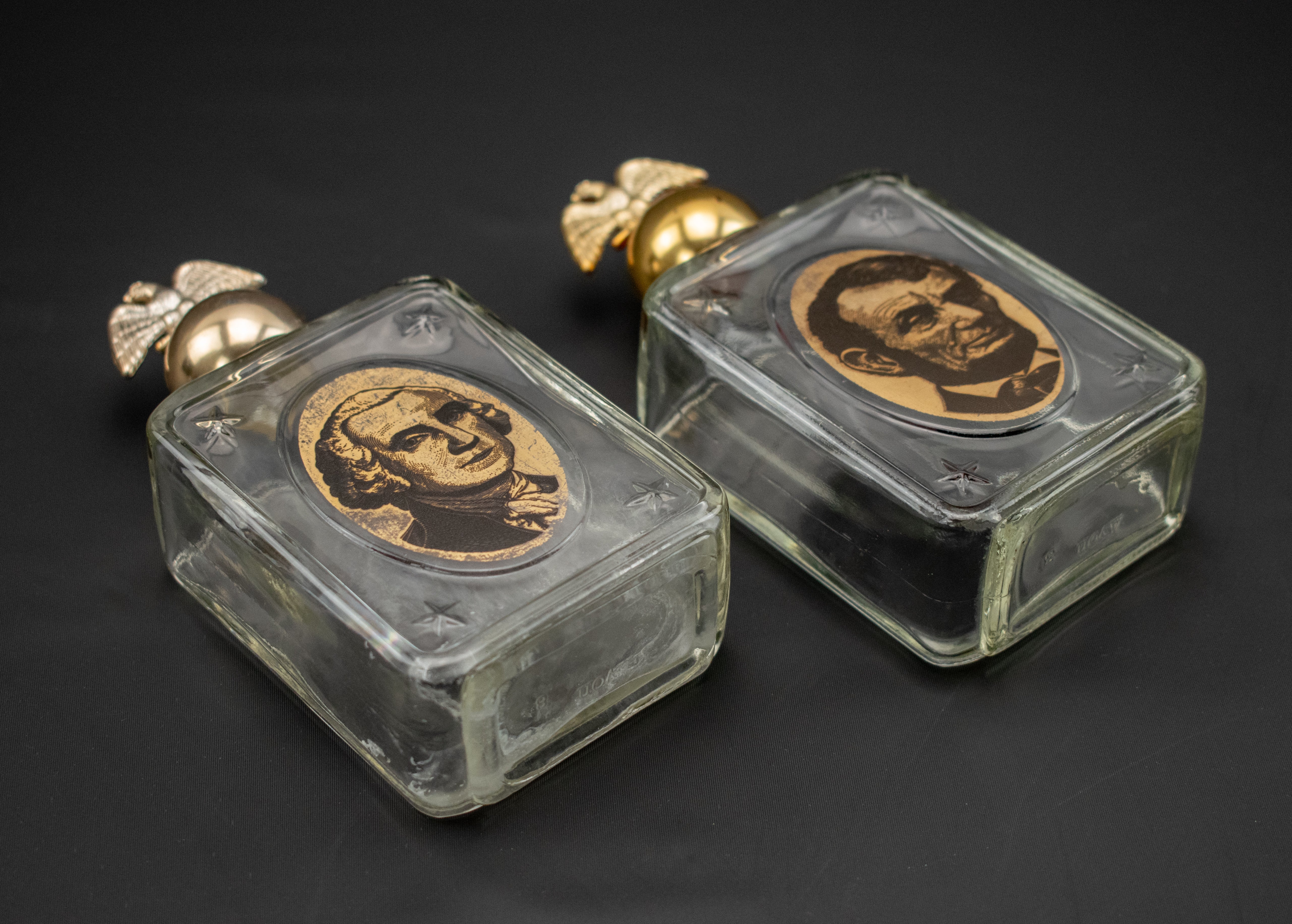 Vintage Abraham Lincoln & George Washington Empty Avon 8 Bottles