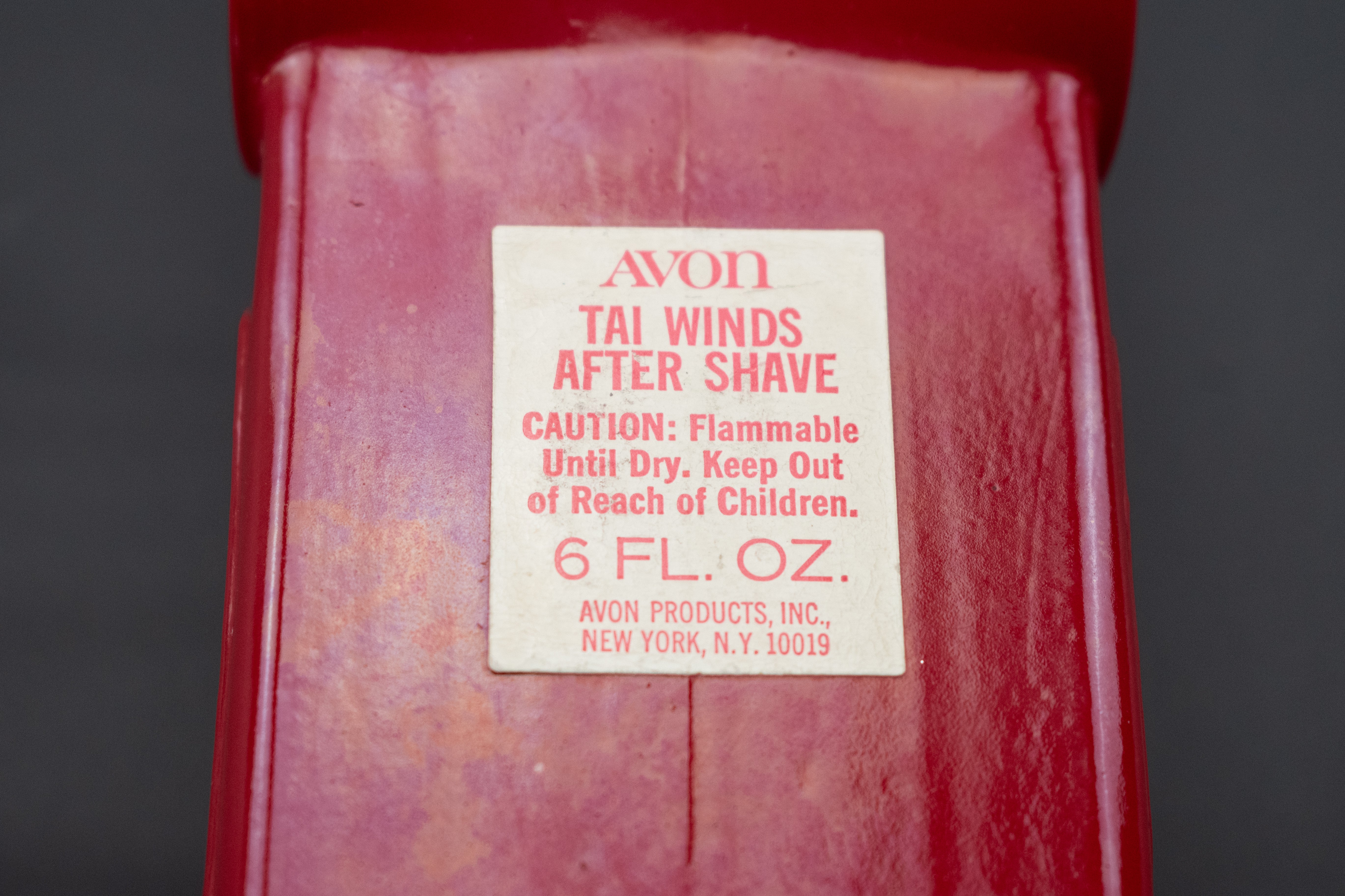 Avon Tai Winds After shave Vintage fire truck after shave bottle 6 FL. Oz used Red