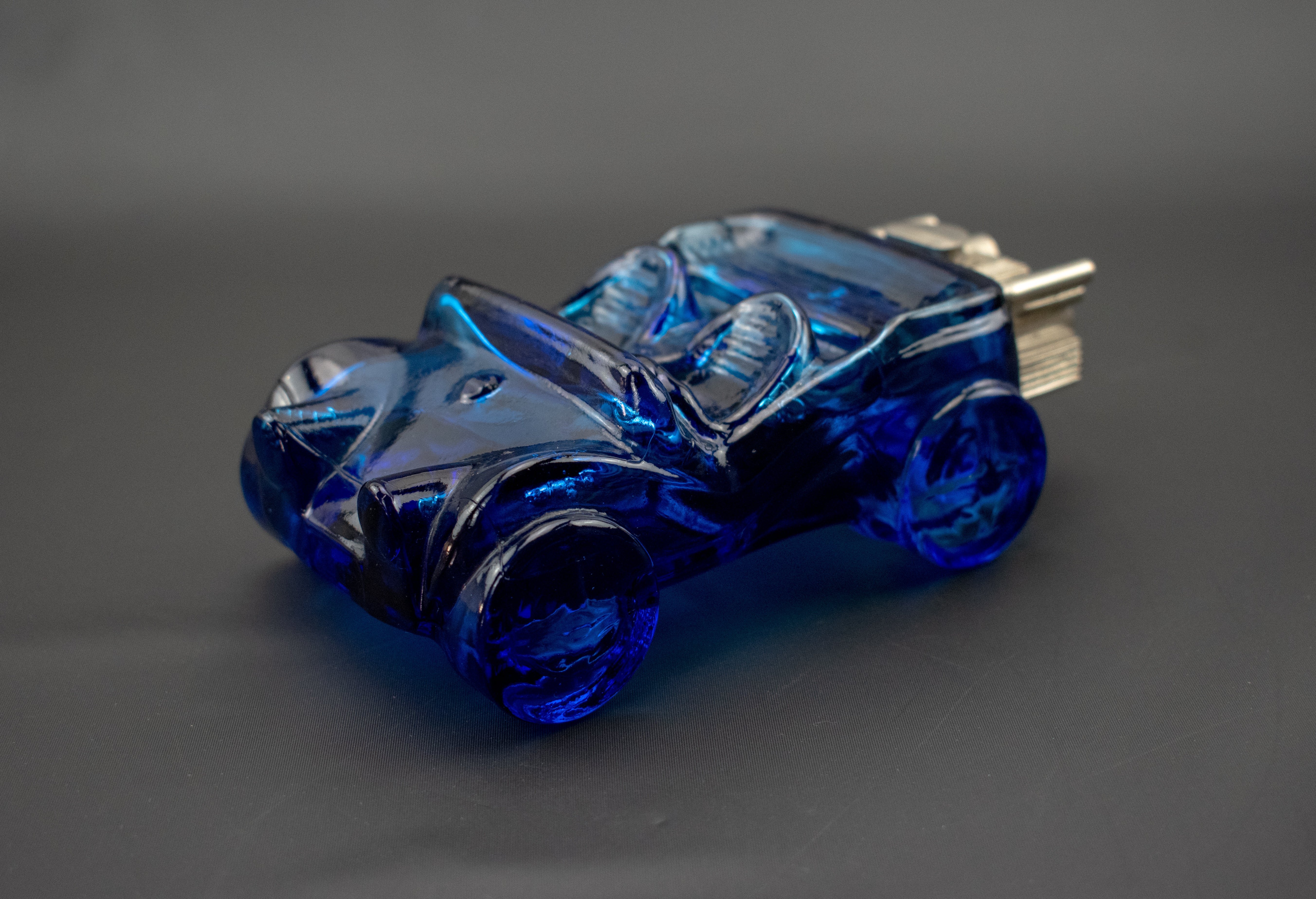 Vintage Cobalt Blue Glass Avon Dune Buggy Car After Shave Decanter Bottle Used