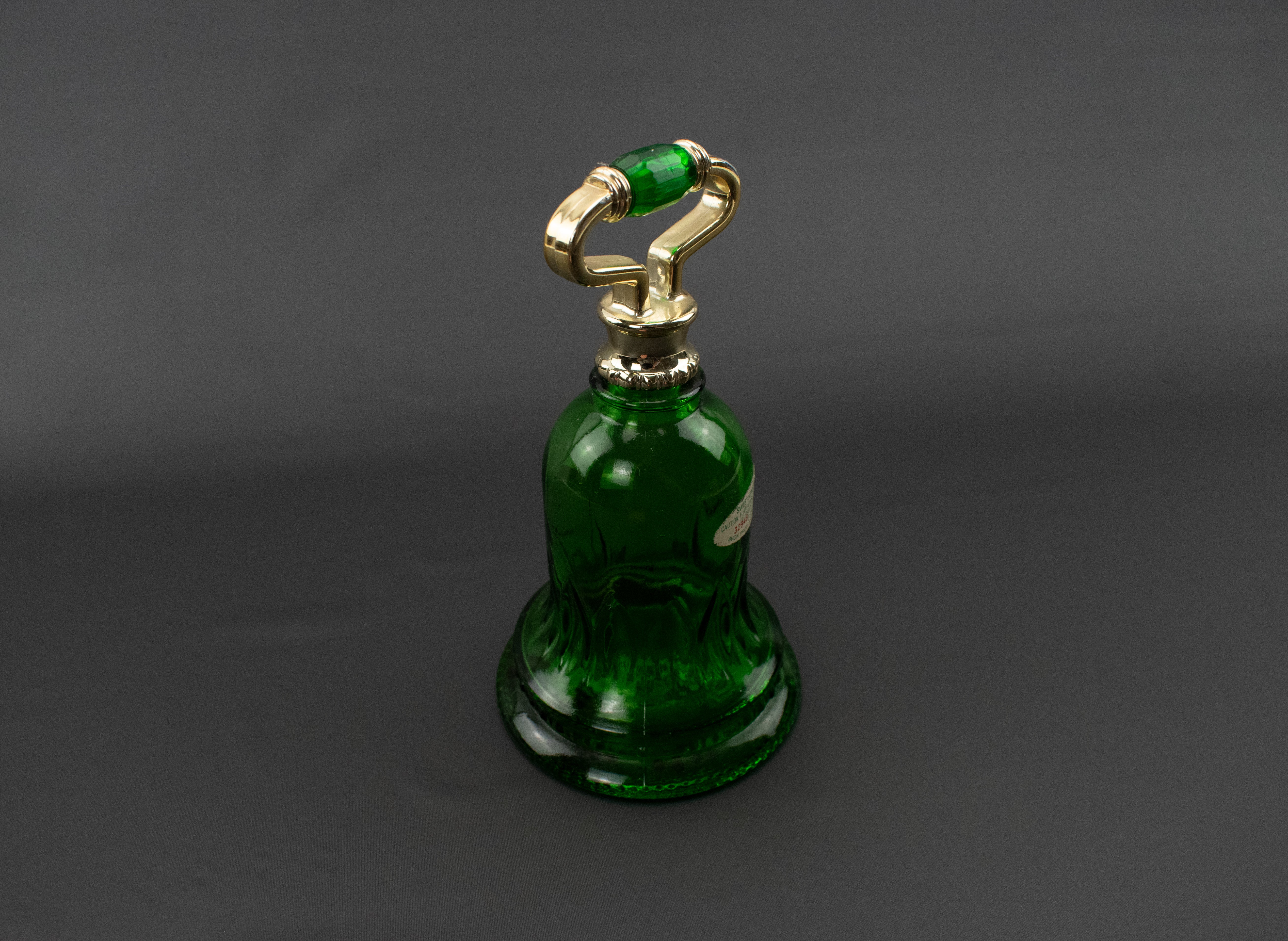 Avon Glass Bottle Bell Used Green & Gold