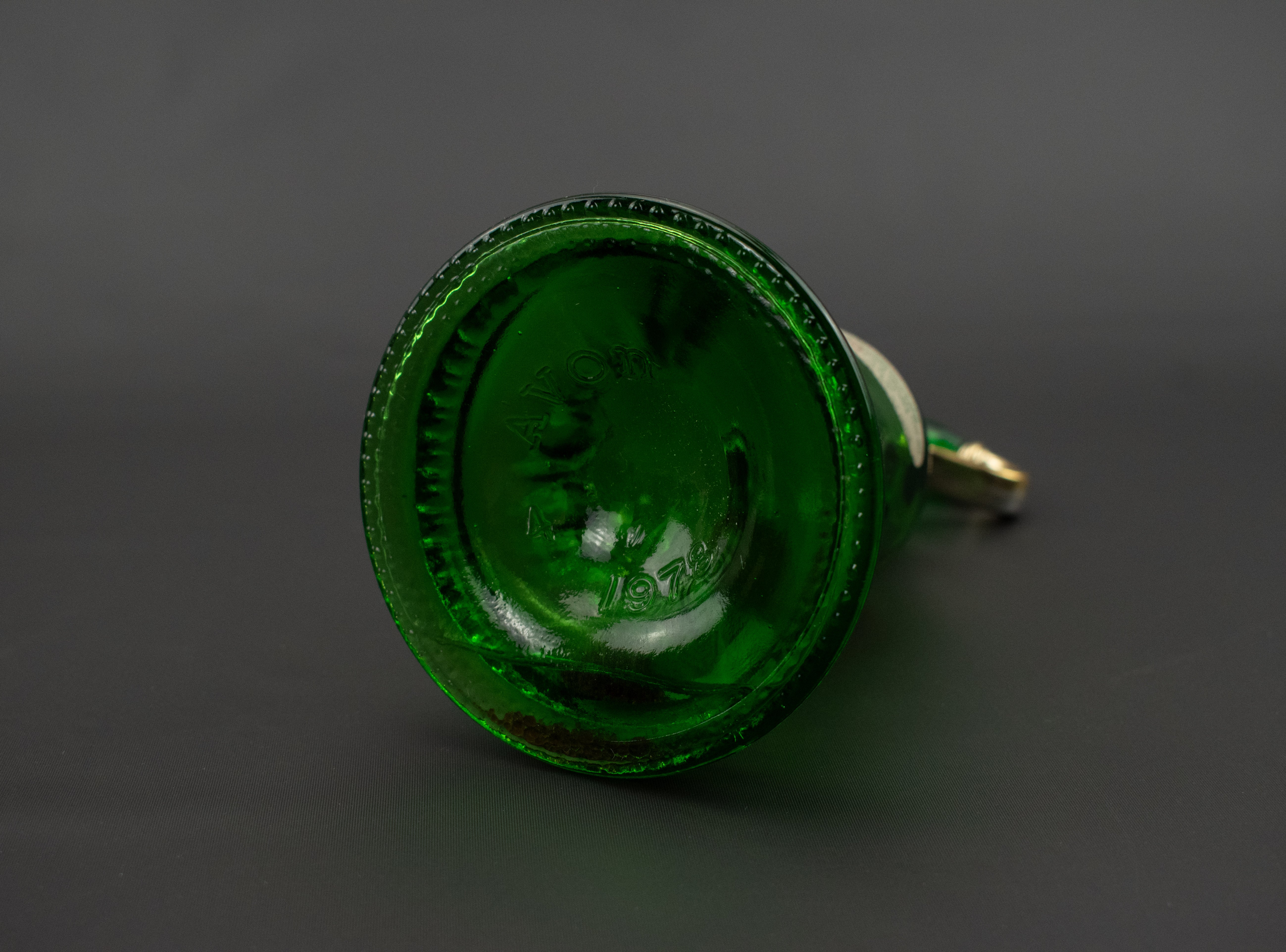 Avon Glass Bottle Bell Used Green & Gold